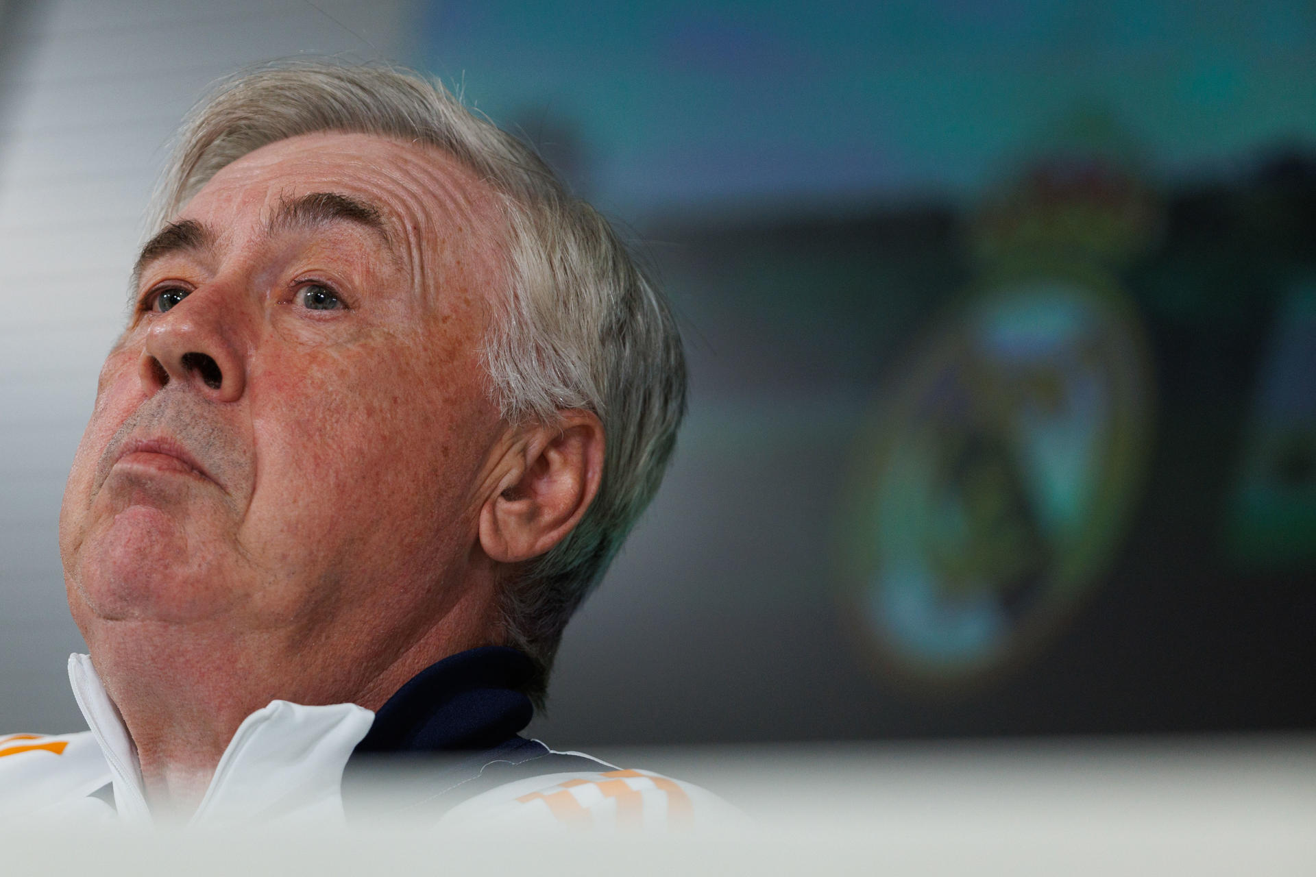 El entrenador del Real Madrid, Carlo Ancelotti, durante la rueda de prensa este viernes. EFE/Sergio Pérez