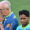 El seleccionador de Brasil, Dorival Junior (i), junto a Endrick, participan en un entrenamiento en el estadio Walmir Campelo Bezerra (Bezerrão) en Brasilia (Brasil). EFE/ André Borges