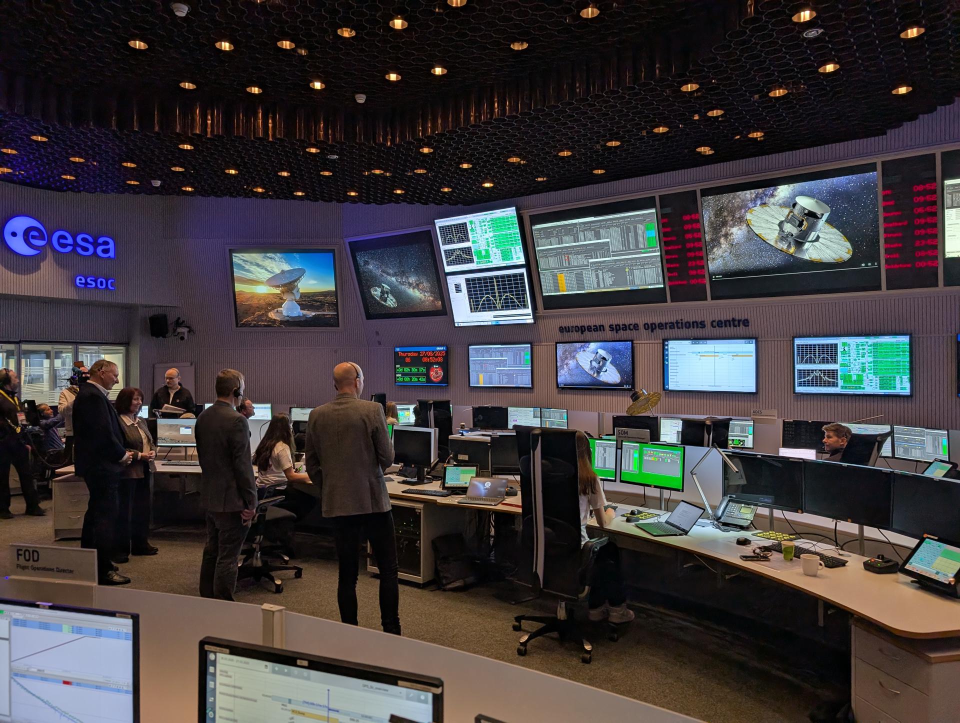 El jueves 27 de marzo se enviaron los últimos comandos a la nave espacial Gaia de la ESA desde el Centro Europeo de Operaciones Espaciales en Darmstadt, Alemania. EFE/Crédito ESA