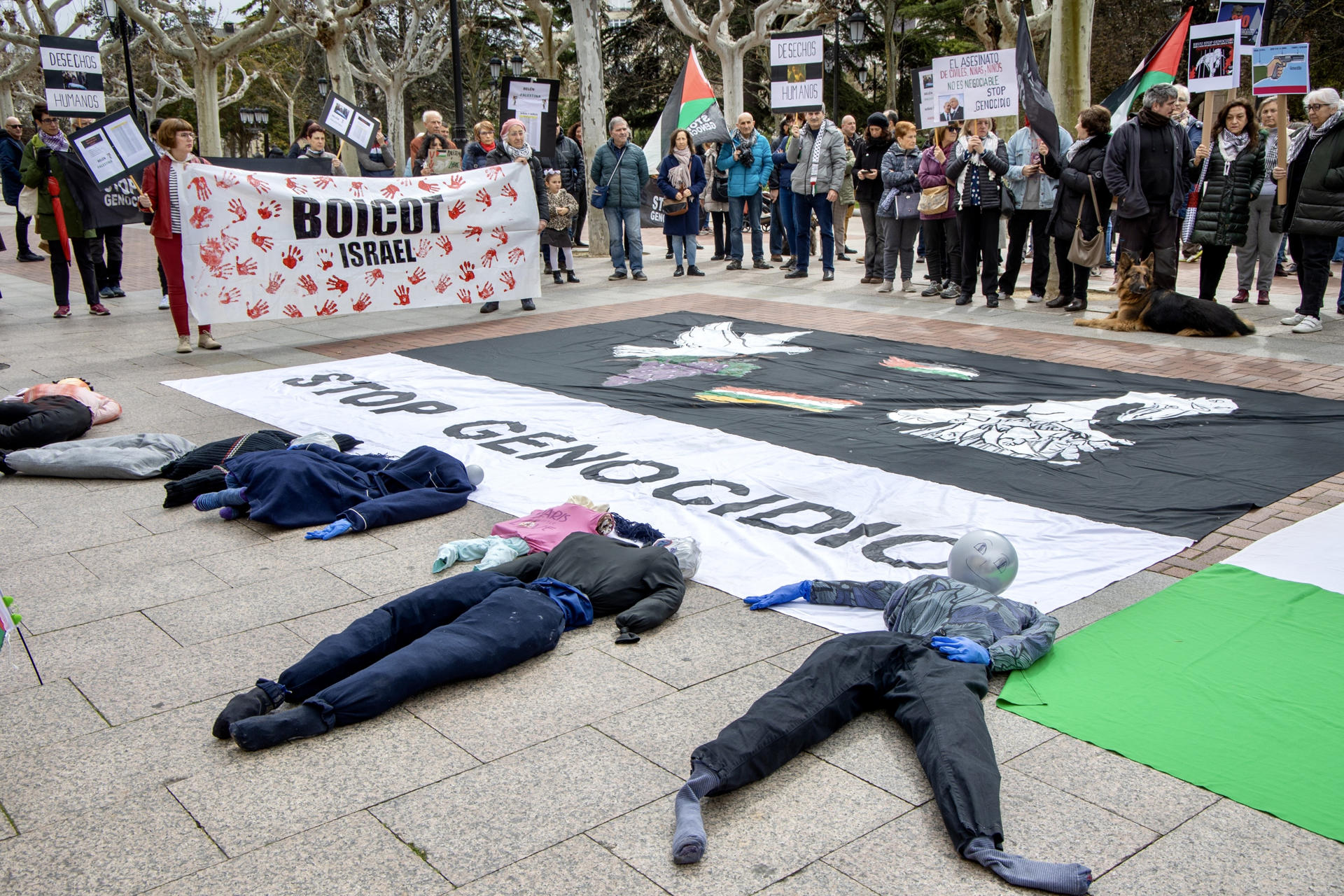 La Asociación Amistad Palestina Rioja ha celebrado este sábado una concentración por la situación en Gaza ante la Delegación del Gobierno en Logroño. EFE/ Raquel Manzanares