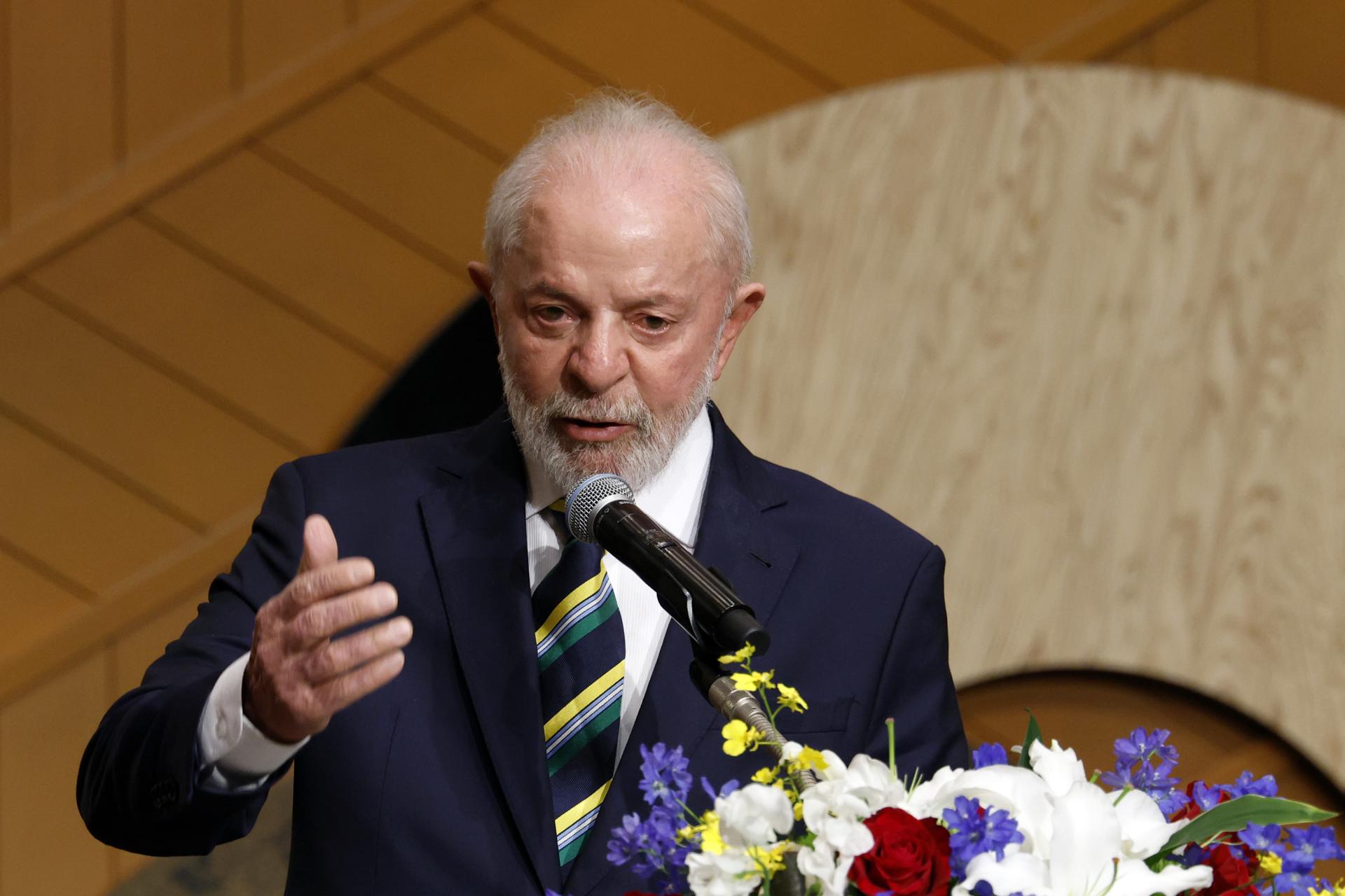 El presidente brasileño, Luiz Inácio Lula da Silva, pronuncia un discurso durante el Foro Económico Brasil-Japón en Tokio, el 26 de marzo de 2025. EFE/EPA/FRANCK ROBICHON
