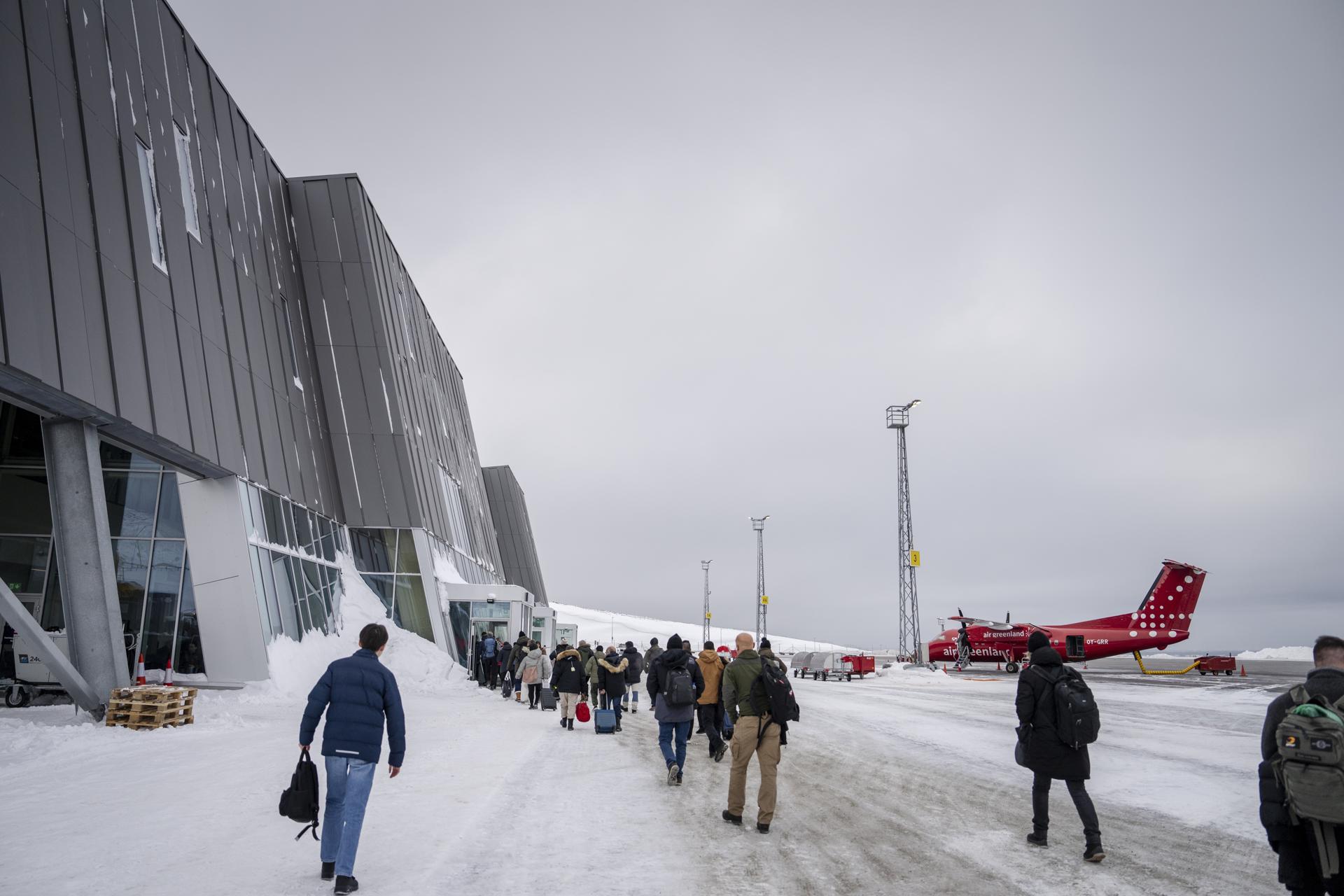 Aeropuerto de Nuuk (en groenlandés: Mittarfik Nuuk), en Nuuk, Groenlandia, 07 de marzo de 2025. Una importante expansión del aeropuerto se inauguró oficialmente el 28 de noviembre de 2024. Las elecciones generales se llevarán a cabo en Groenlandia el 11 de marzo de 2025. Elecciones, Groenlandia EFE/EPA/MADS CLAUS RASMUSSEN DINAMARCA FUERA