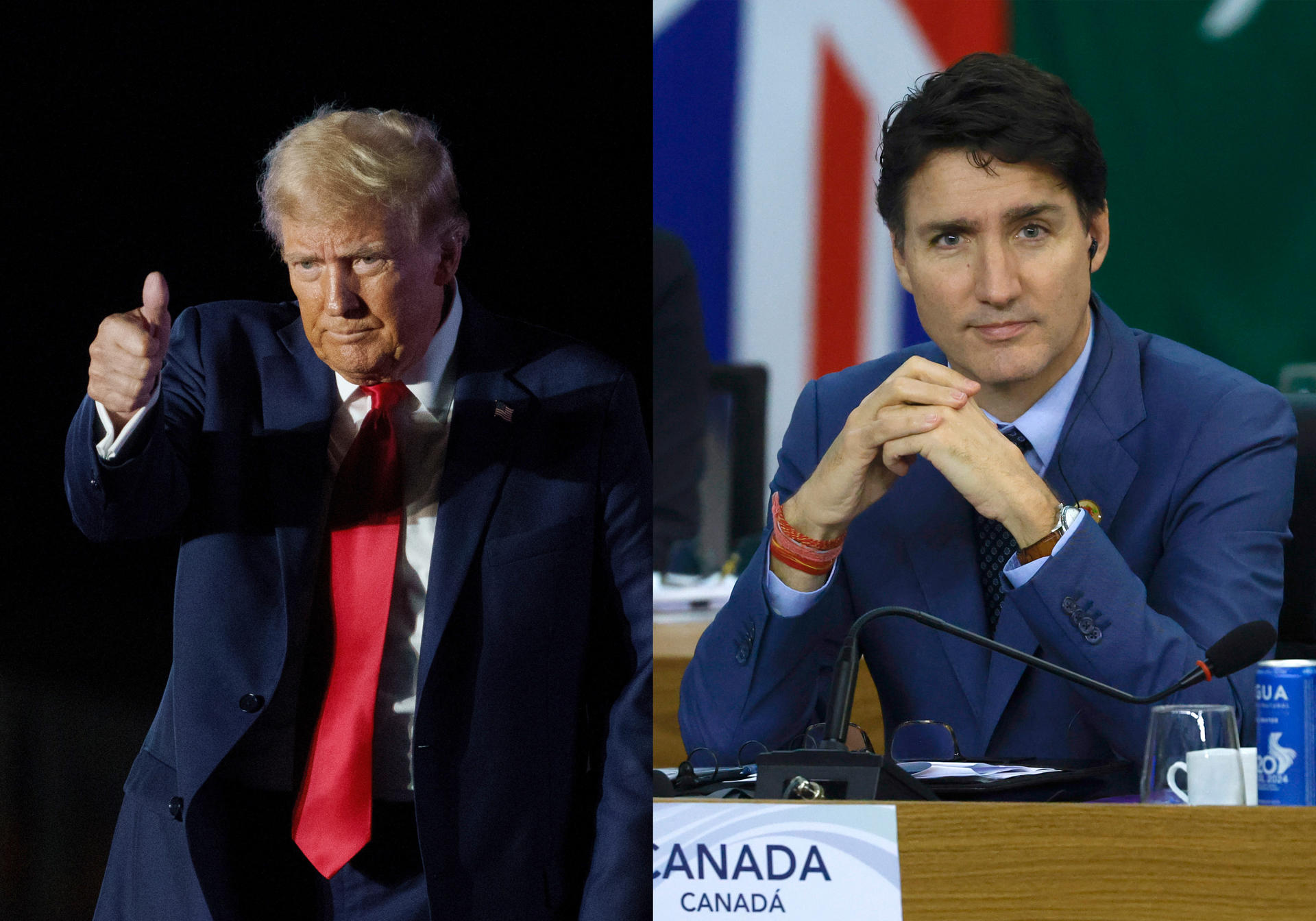 Combo de fotografías de archivo del presidente de Estados Unidos, Donald Trump (i), y el primer ministro canadiense, Justin Trudeau. EFE/ Will Oliver / Sebastiao Moreira