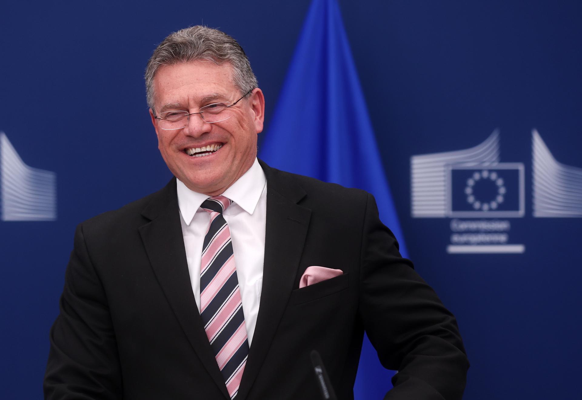El comisario europeo de Comercio, Maros Sefcovic, en una foto de archivo. EFE/EPA/OLIVIER HOSLET