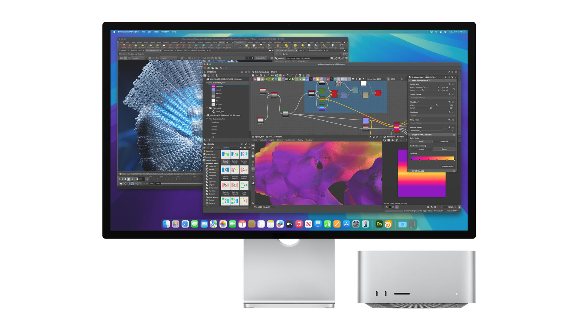 Fotografía cedida por Apple donde se muestra la plataforma de un software 3D abierta en el nuevo Mac Studio M4 Max. EFE/ Apple