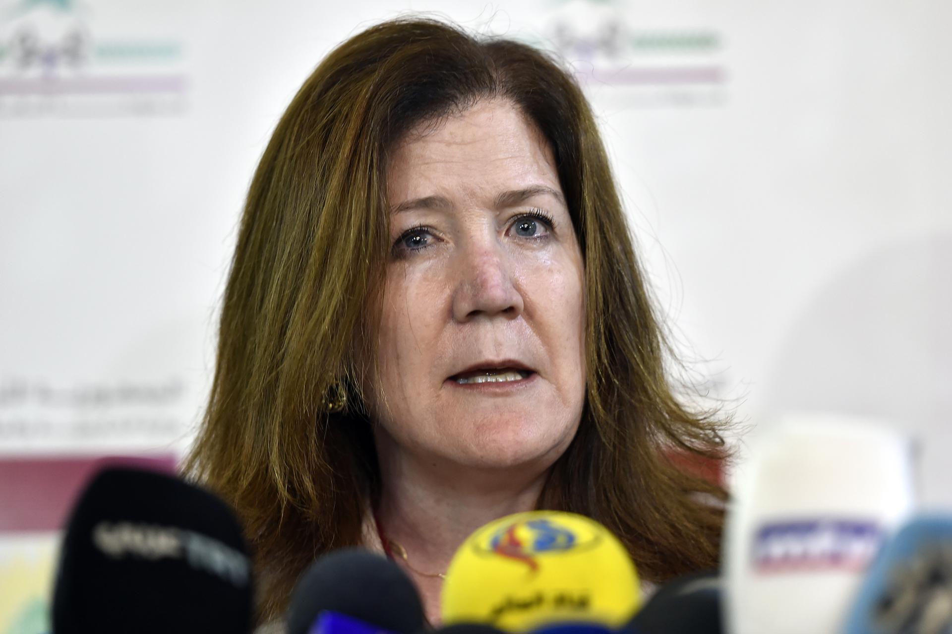Fotografía de archivo en la que se registró a la exembajadora de Estados Unidos en El Líbano y actual representante interina de su país en Siria, Dorothy Shea, durante una rueda de prensa en Beirut. EFE/Wael Hamzeh