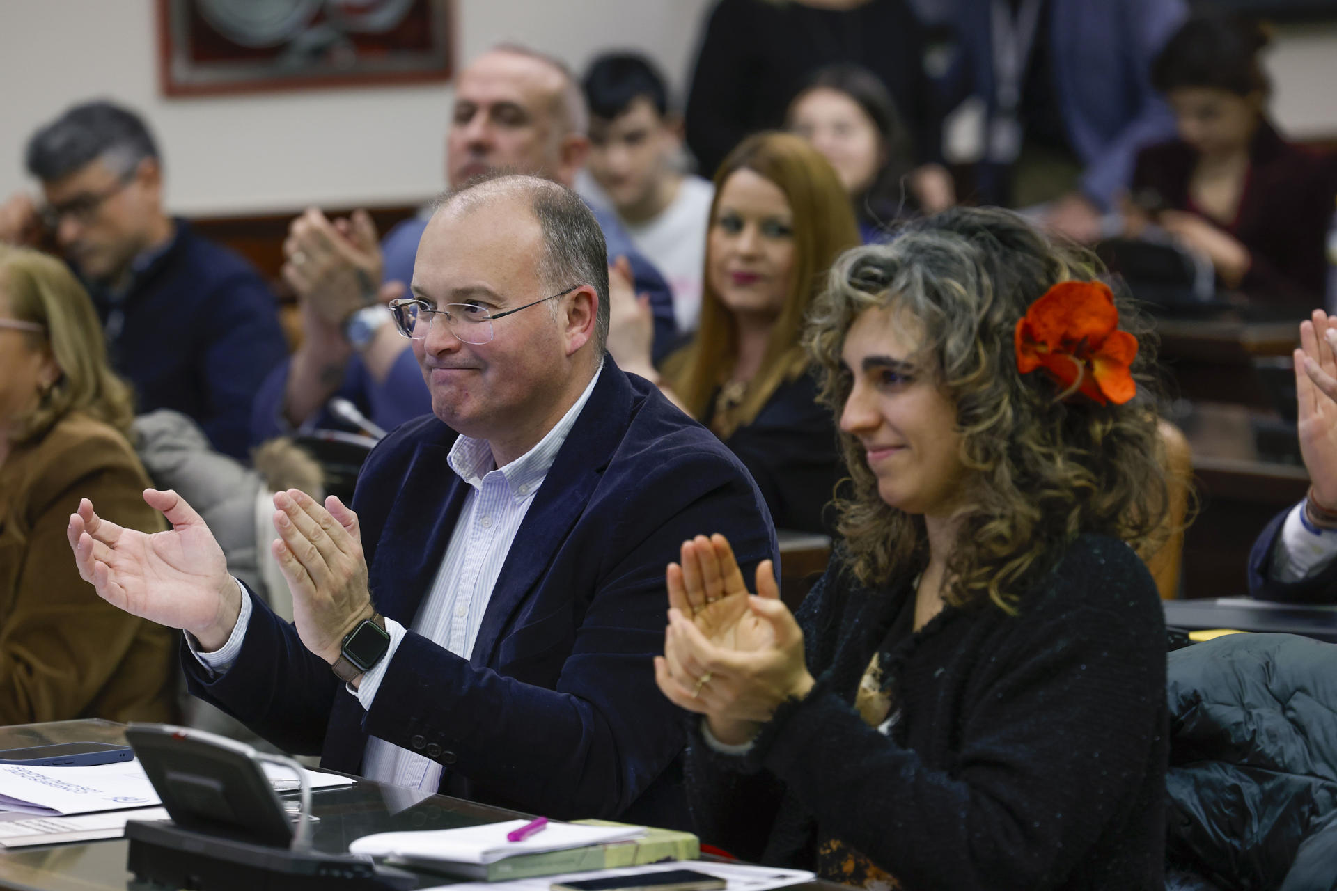 El portavoz del GPP en el Congreso, Miguel Tellado, durante la clausura de la jornada parlamentaria del Partido Popular 'Juntos contra la violencia y el acoso escolar', este jueves en la Cámara Baja. EFE/ Javier Lizón