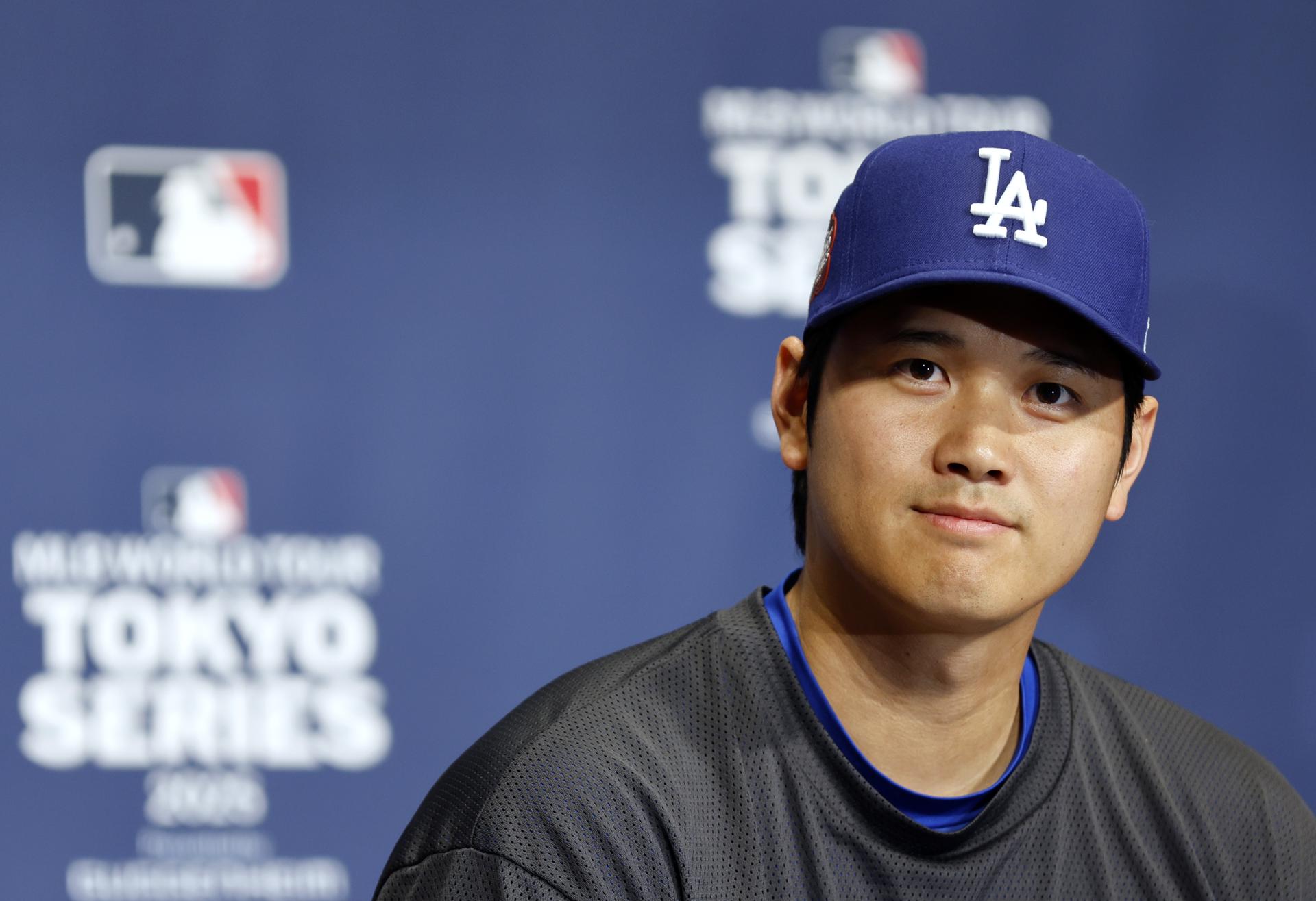Shohei Ohtani, de Los Angeles Dodgers, durante la rueda de prensa de este viernes en Tokio. EFE/EPA/FRANCK ROBICHON