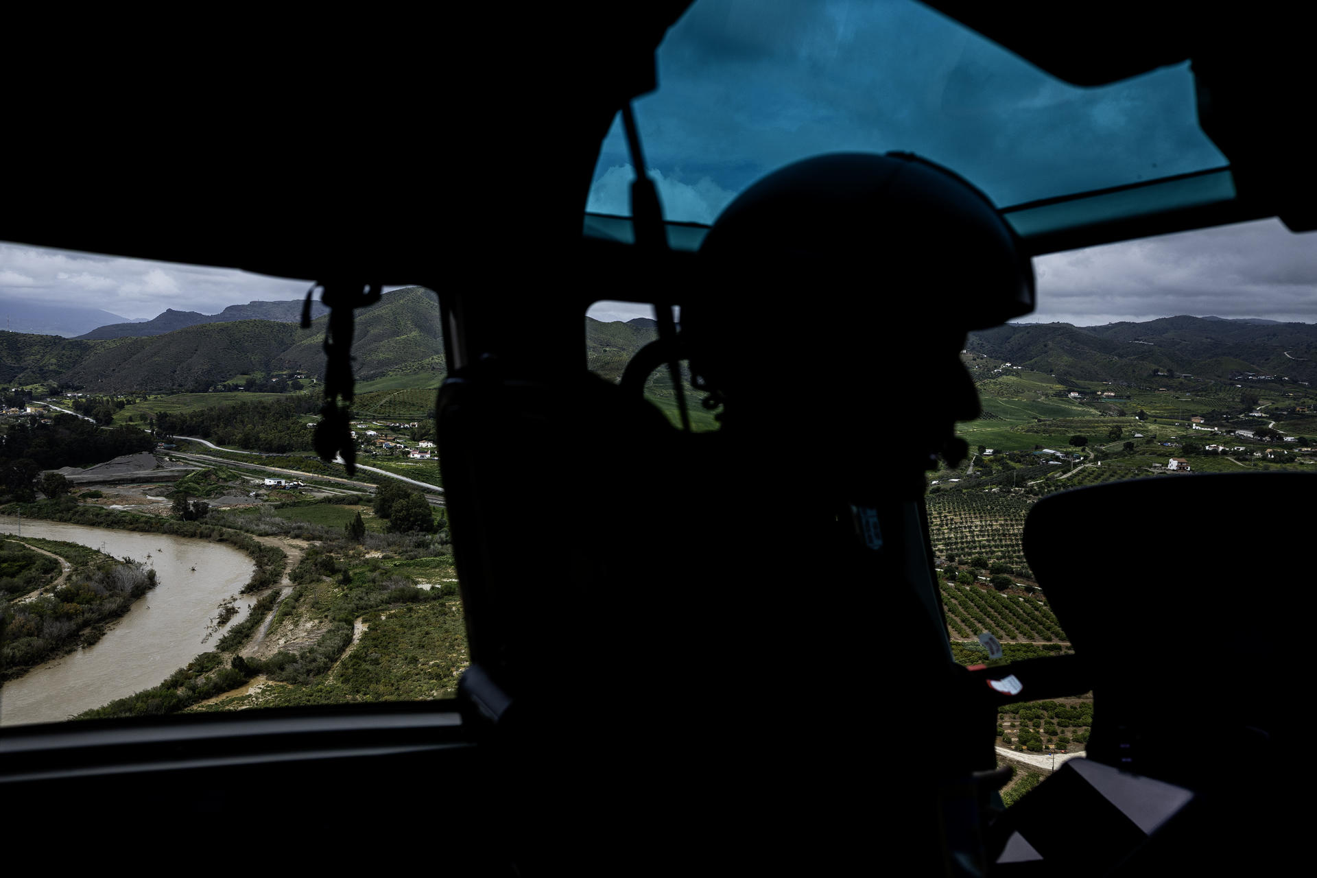 Vista aérea del Valle del Guadalhorce en el término municipal de Almogía en Málaga, tomada en un vuelo de reconocimiento con la Unidad Aérea de la Guardia Civil por la zona afectada por el temporal.EFE/Jorge Zapata.