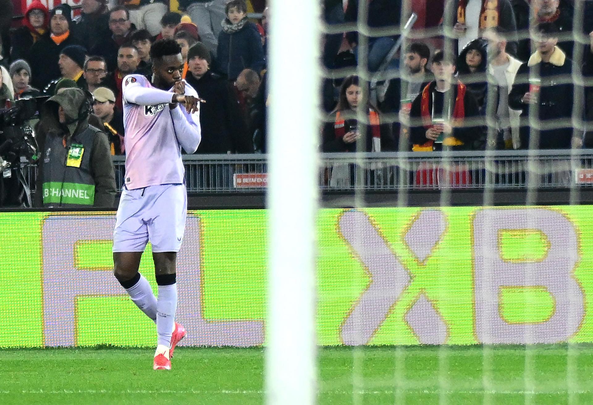 Iñaki Williams celebra el 0-1 del Athletic ante el Roma. EFE/EPA/ETTORE FERRARI