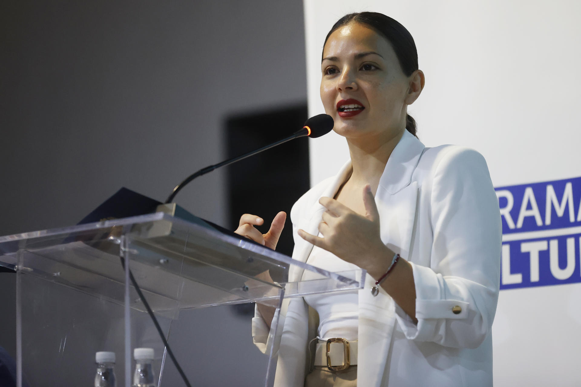 Fotografía de archivo en la que se registró a la ministra de las Culturas, las Artes y el Patrimonio de Chile, Carolina Arredondo, durante un evento público, en Santiago de Chile. EFE/Elvis González