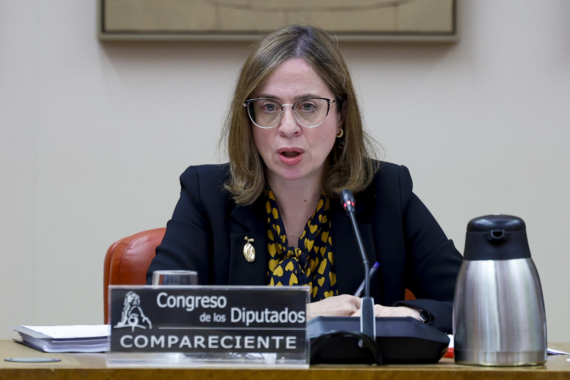 La secretaria de Estado de Comercio, Amparo López Senovilla, comparece en la Comisión de Defensa para informar sobre el comercio de armas y de material de defensa del ejercicio 2023. EFE/ Mariscal