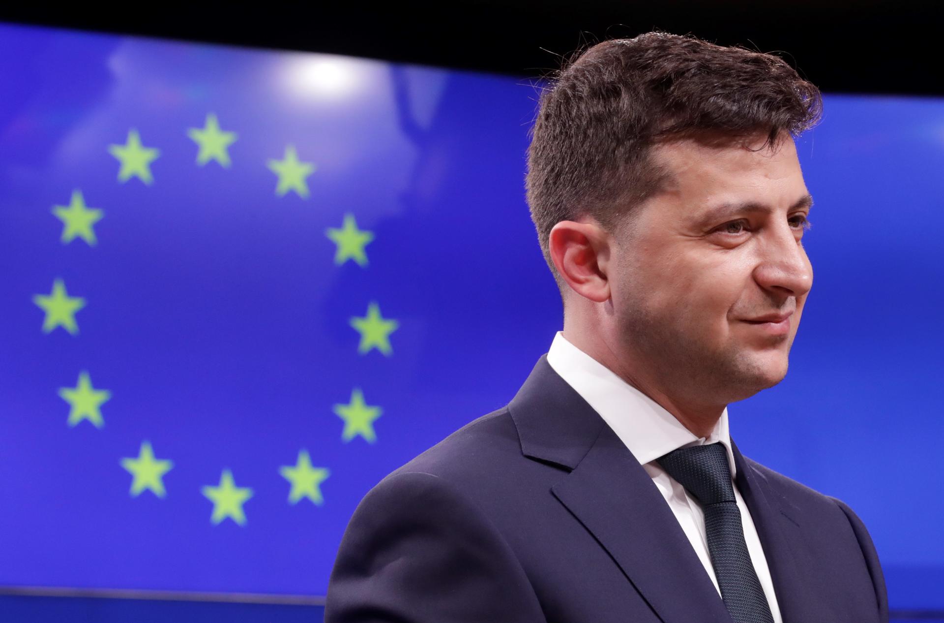 El presidente de Ucrania, Vladímir Zelenski, en una visita a Bruselas. EFE/ Olivier Hoslet