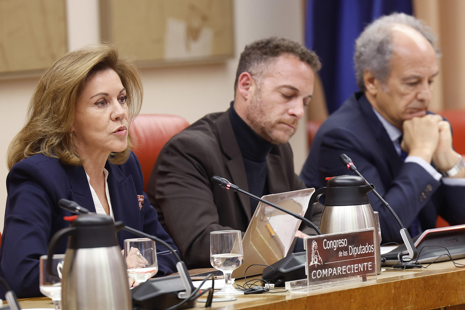 María Dolores de Cospedal, secretaria general del PP y ministra de Defensa durante el Gobierno de Mariano Rajoy, este lunes en el Congreso. EFE/ J.P.Gandul
