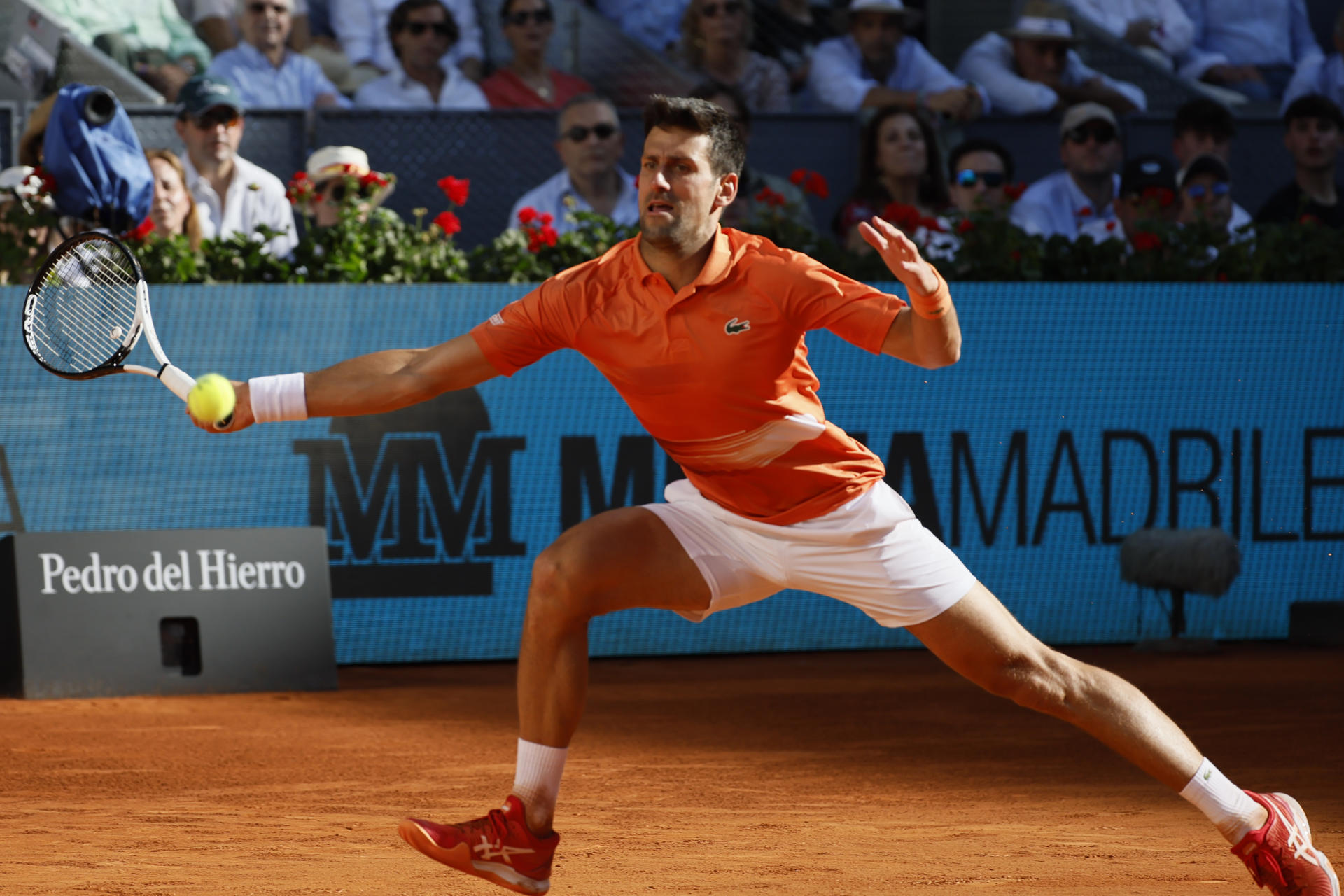 El tenista serbio Novak Djokovic durante su última participación en el Mutua Madrid Open. EFE/ Juanjo Martín