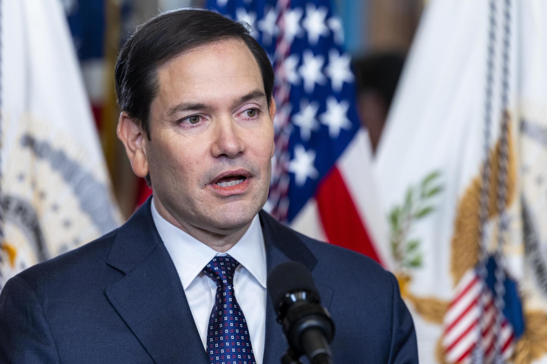 Fotografía de archivo en la que se registró al secretario de Estado estadounidense, Marco Rubio, en Washington DC (EE.UU.). EFE/Shawn Thew/Pool