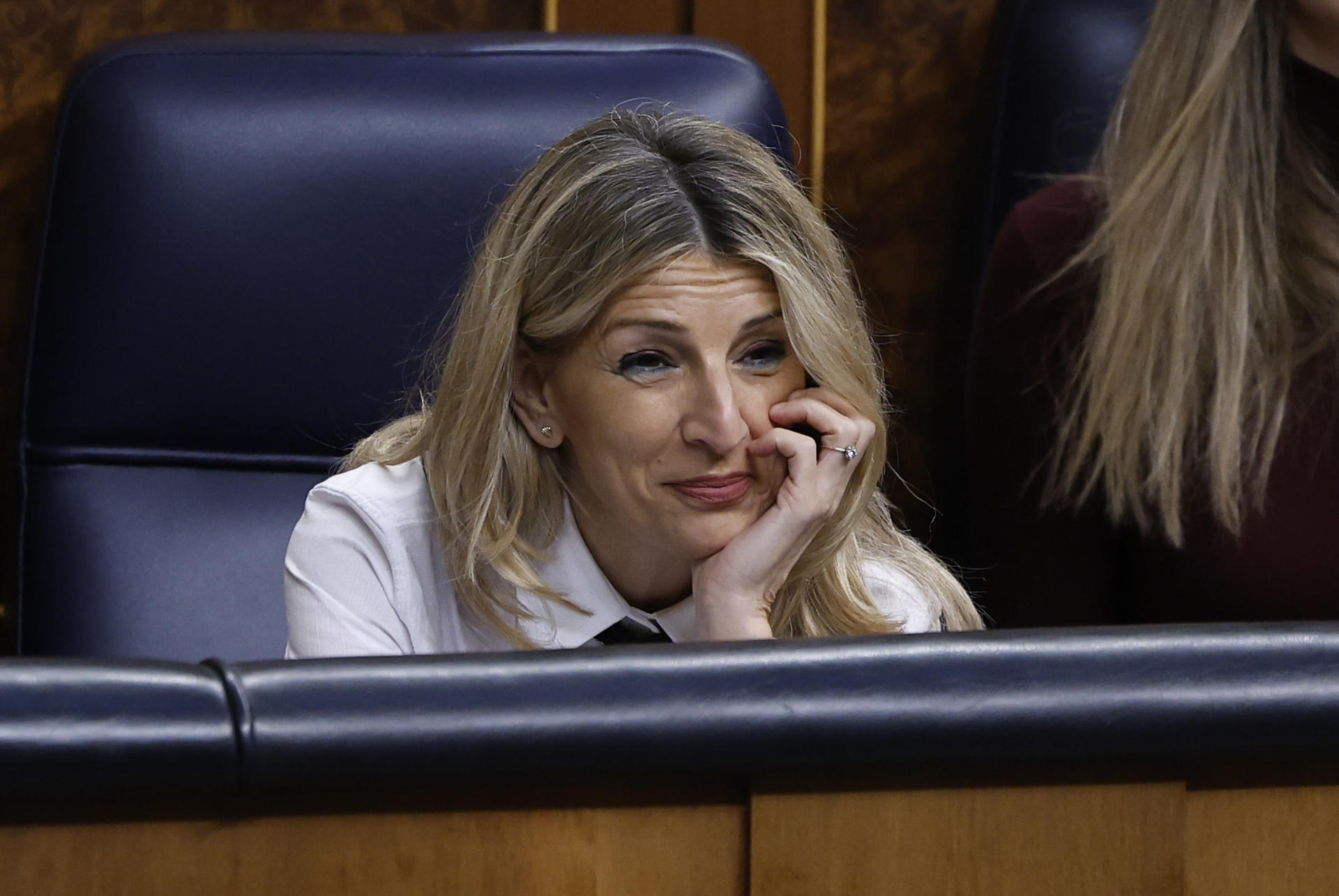 La vicepresidenta segunda del Gobierno y ministra de Trabajo, Yolanda Díaz, este miércoles en el Congreso. EFE/ Chema Moya