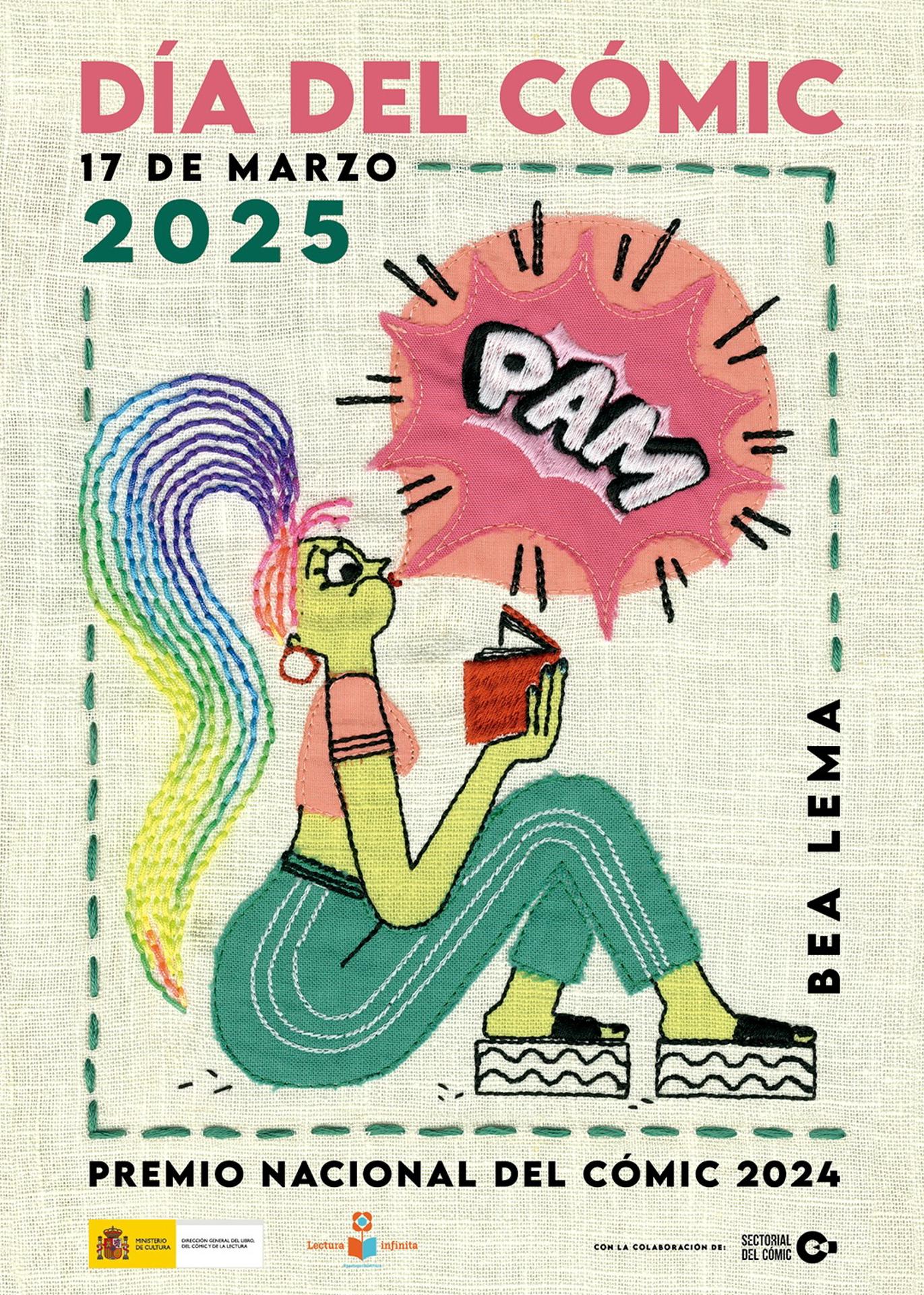 Cartel anunciador del Día del Cómic 2025, obra de Bea Lema, último Premio Nacional del Cómic. EFE *** FOTO CEDIDA POR EL MINISTERIO DE CULTURA/SOLO DISPONIBLE PARA ILUSTRAR LA NOTICIA QUE ACOMPAÑA (CRÉDITO OBLIGATORIO) ***