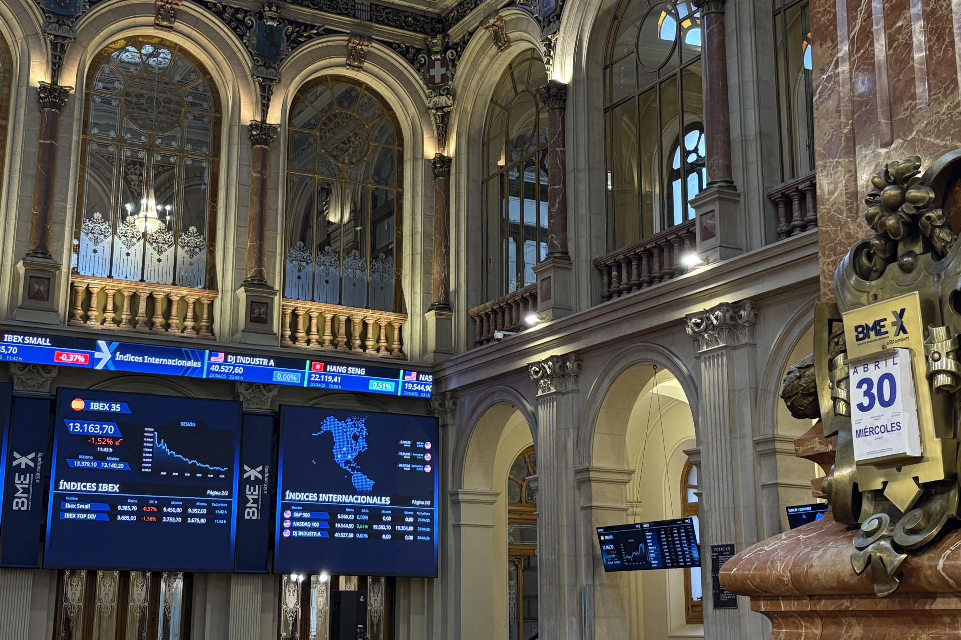Imagen de este miércoles de la Bolsa de Madrid. EFE/ María Taboada