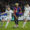 El delantero del FC Barcelona, Lamine Yamal (c), disputa el balón ante los defensores del Inter durante el encuentro correspondiente a la ida de las semifinales de la Liga de Campeones que disputaron FC Barcelona e Inter en el estadio Olímpico Lluis Company, en Barcelona. EFE / Alejandro García.