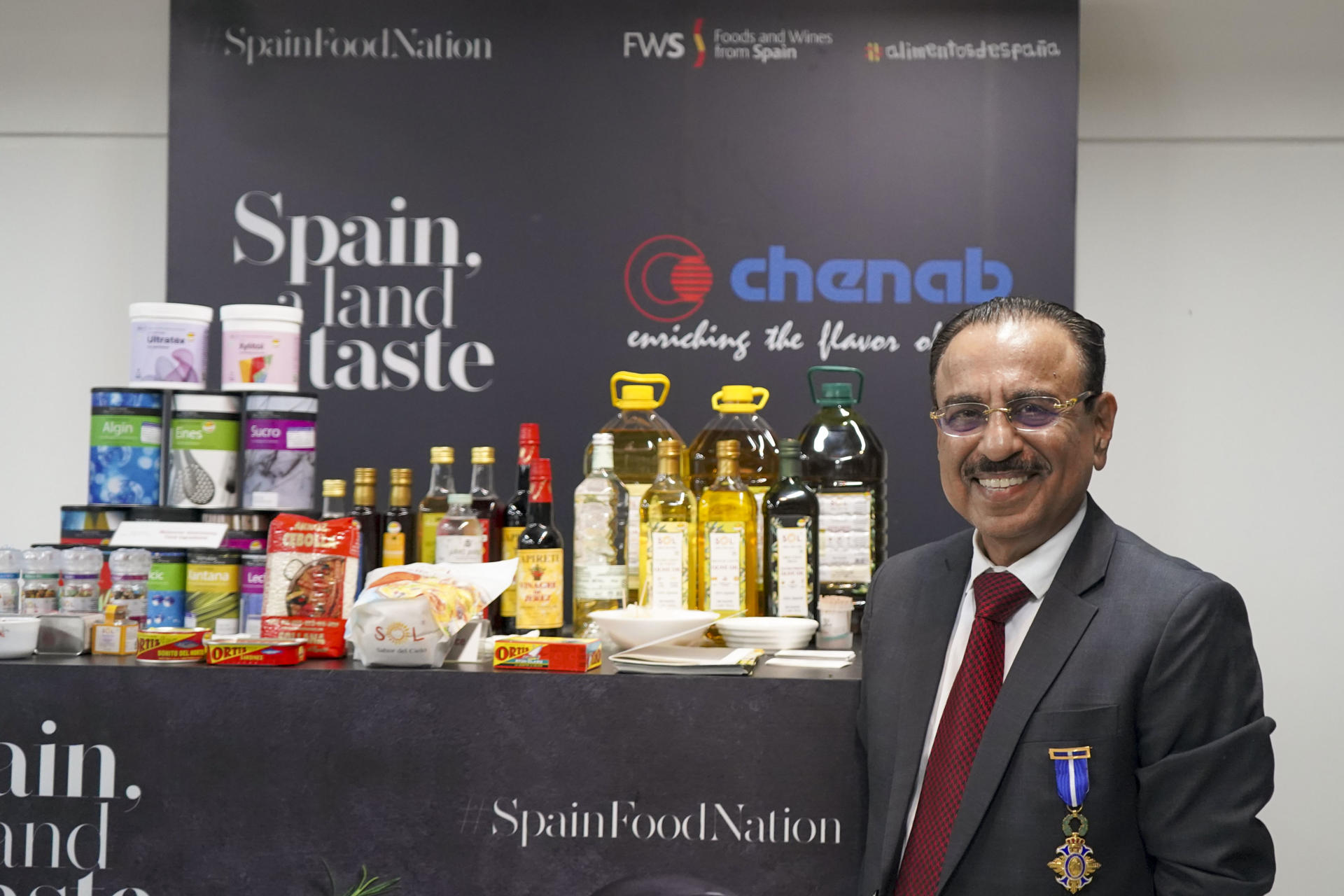 Anil Chandhok, director de Chenab Impex, en el evento organizado por la Oficina Económica y Comercial de España en Nueva Delhi, 'Spain: A Land of Taste' (España, una tierra de sabor). EFE/Lucía Goñi