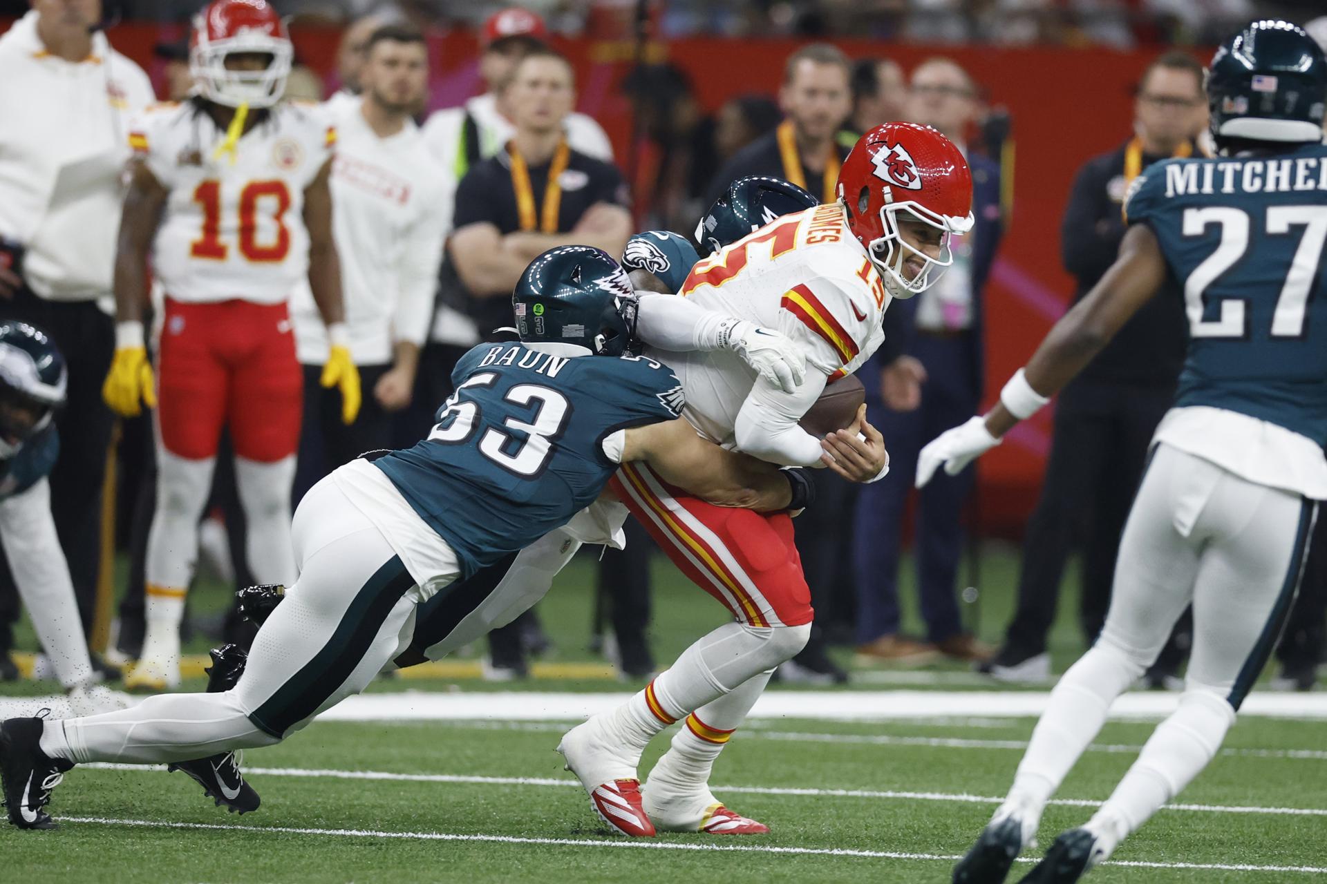 La NFL aprovechó este sábado el cierre del Draft 2025 para hacer un recorrido por España, México, Brasil, Alemania y Gran Bretaña, países desde los que se anunciaron varias selecciones de la cuarta a la séptima ronda del evento. Archivo. EFE/EPA/ERIK S. LESSER