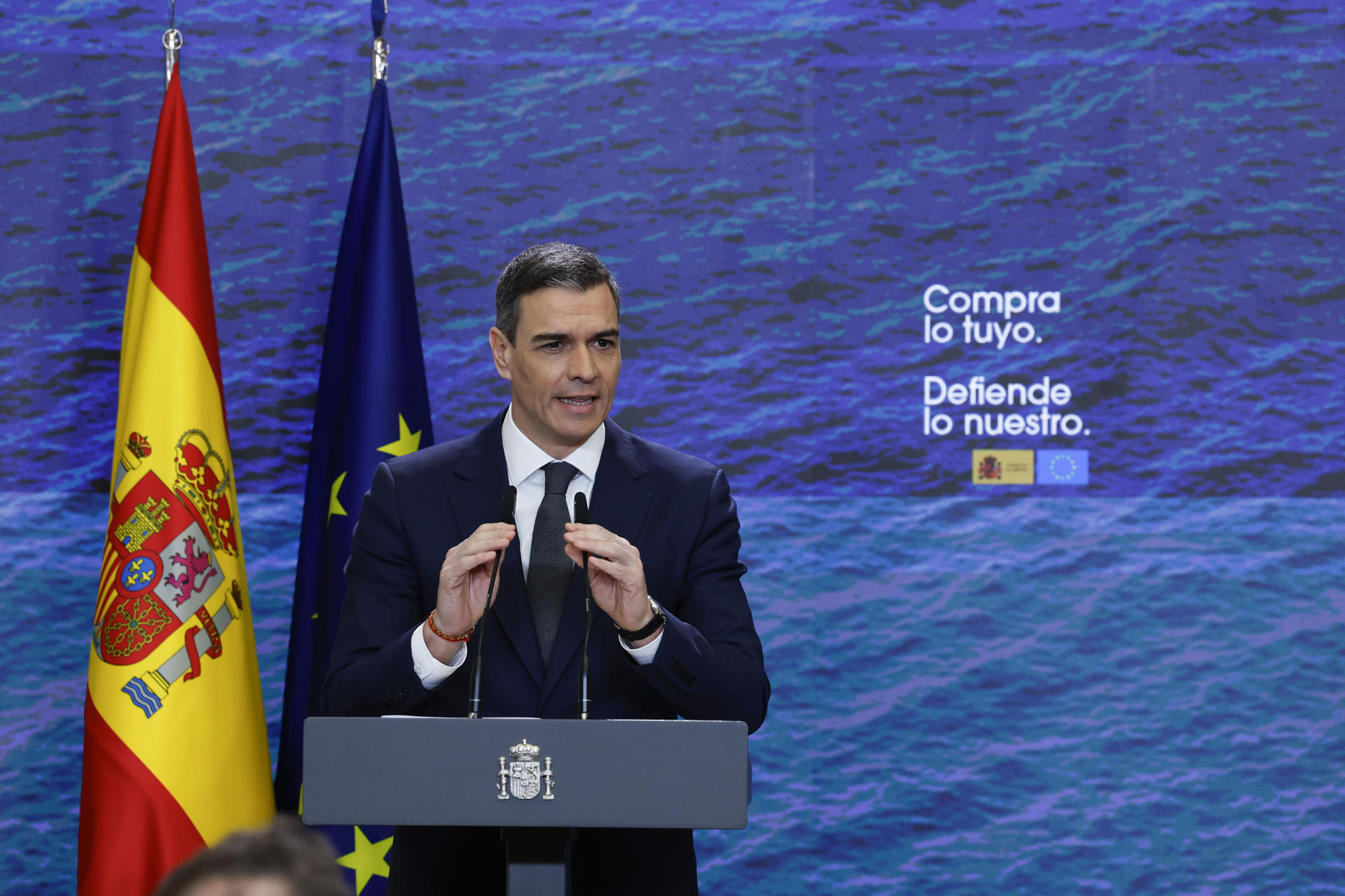 Imagen de archivo ( 03/04/2025) del presidente del gobierno, Pedro Sánchez.EFE/ J.J. Guillén