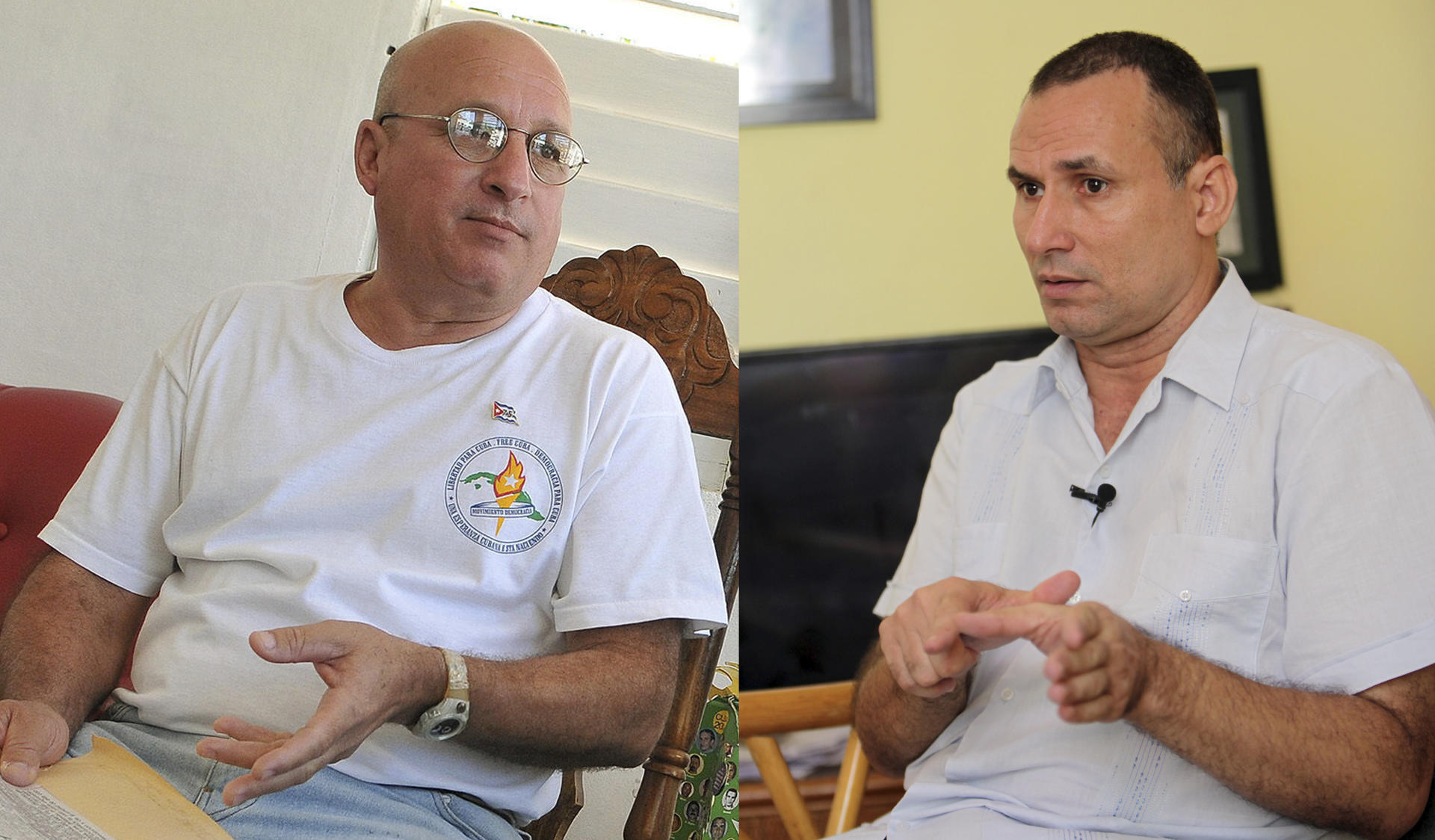Combo de fotografías de archivo donde se observa a los opositores cubanos Félix Navarro (i) y José Daniel Ferrer. EFE/ Alejandro Ernesto / Ernesto Mastrascusa