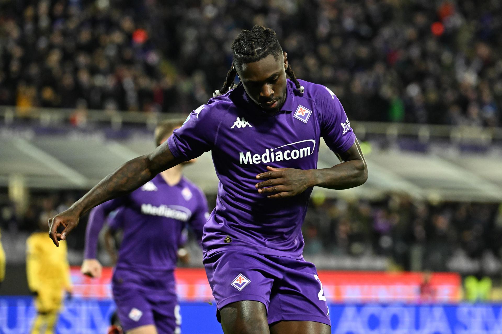 El italiano Moise Kean, delantero del Fiorentina. EFE/EPA/CLAUDIO GIOVANNINI