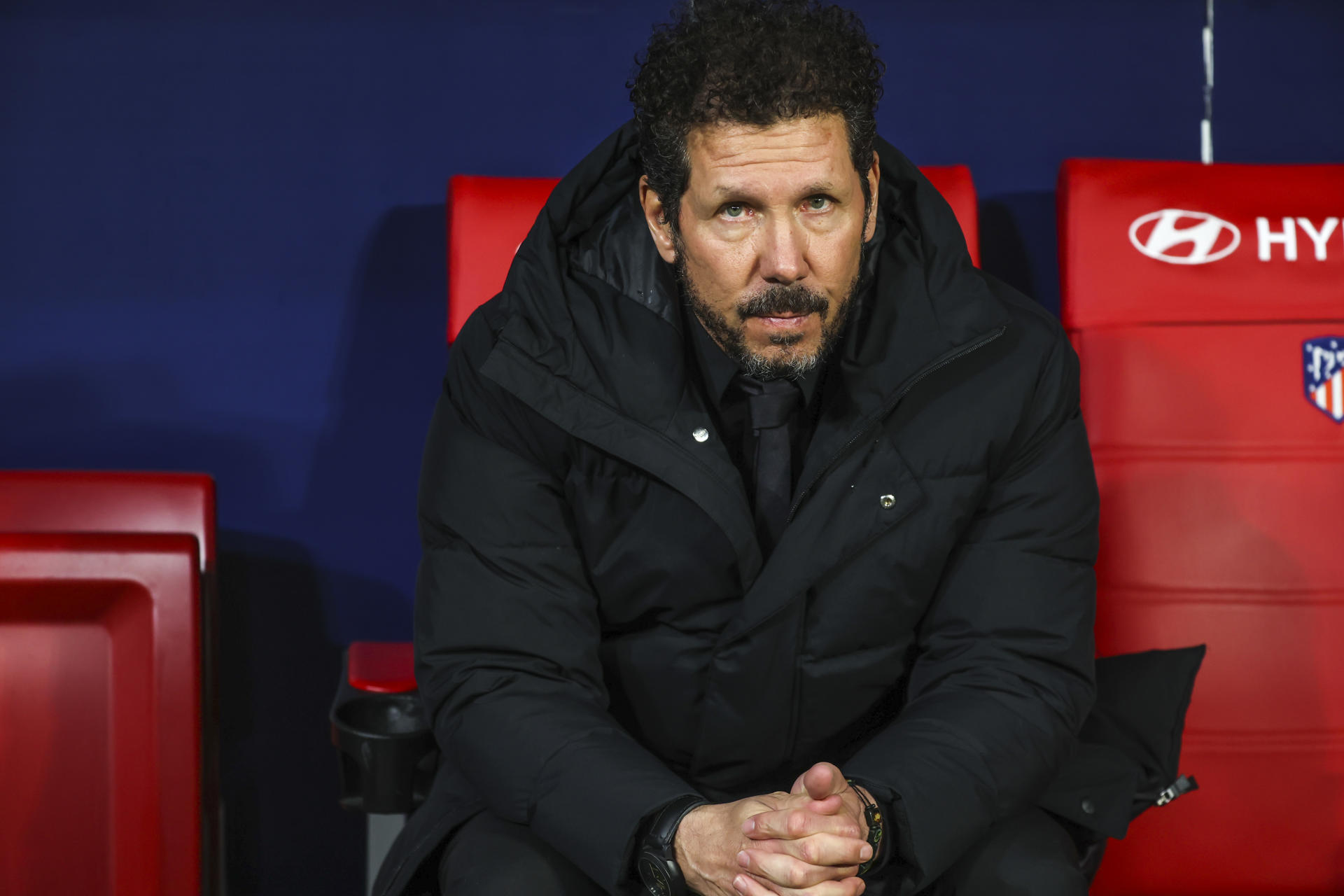 El entrenador del Atlético de Madrid, Diego "El Cholo" Simeone  durante el partido de ida de la Copa del Rey que Atlético de Madrid y Athletic Club de Bilbao. EFE/ARCHIVO/ Kiko Huesca