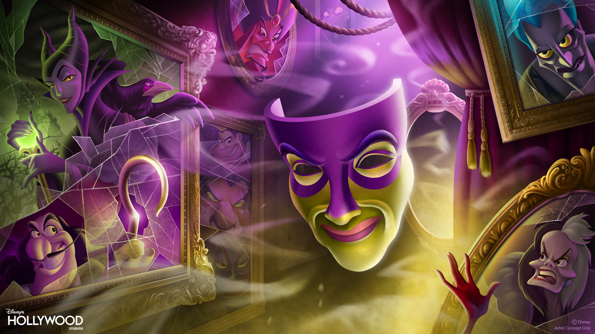 Fotografía cedida por Disney de una ilustración conceptual del musical 'Disney Villains: Unfairly Ever After'. EFE/Disney