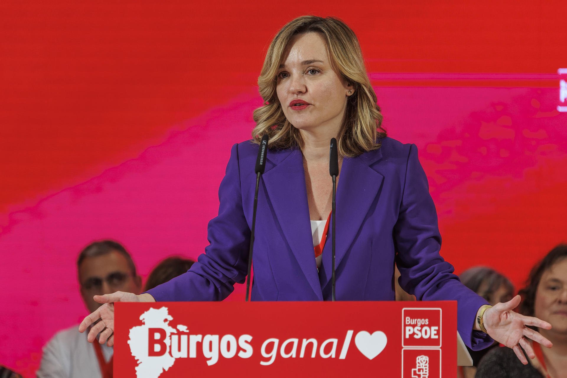 La ministra de Educación y Formación Profesional, Pilar Alegría, este sábado en el Congreso provincial del PSOE Burgos. EFE/Santi Otero/Archivo