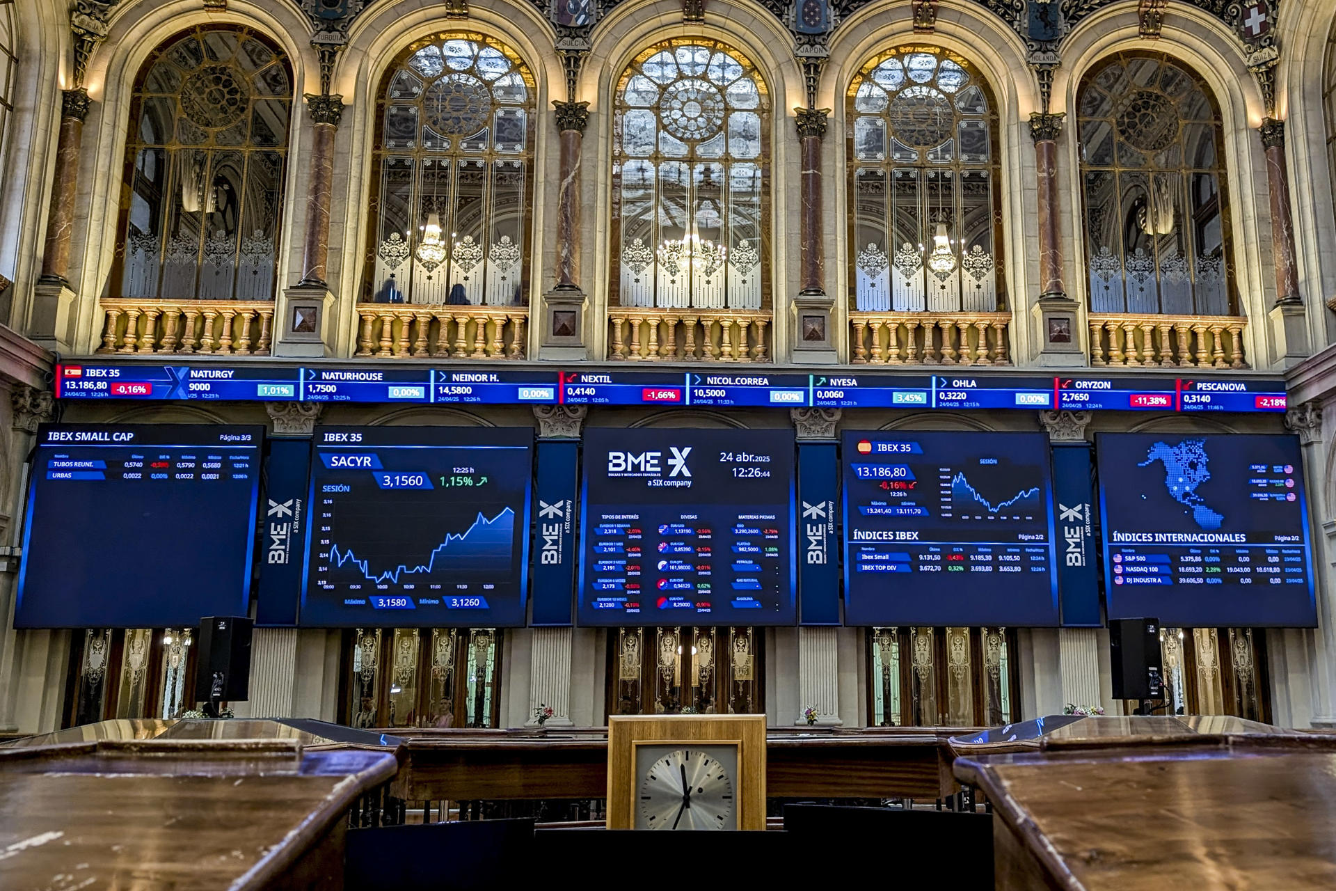 Imagen de este jueves de la Bolsa de Madrid.EFE/Vega Alonso