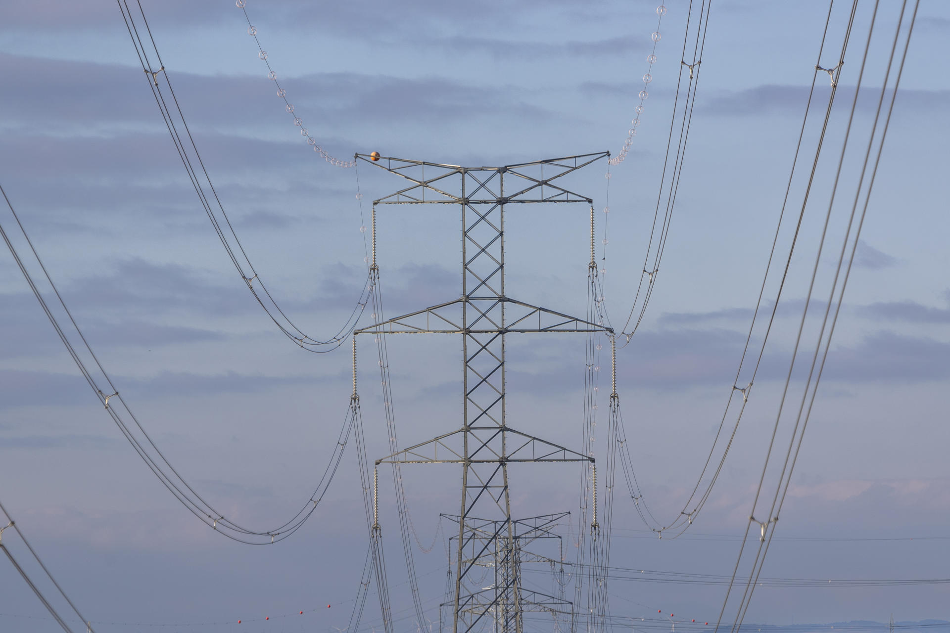 Torres eléctricas en las cercanías de Zaragoza en una imagen de archivo. . EFE/JAVIER BELVER