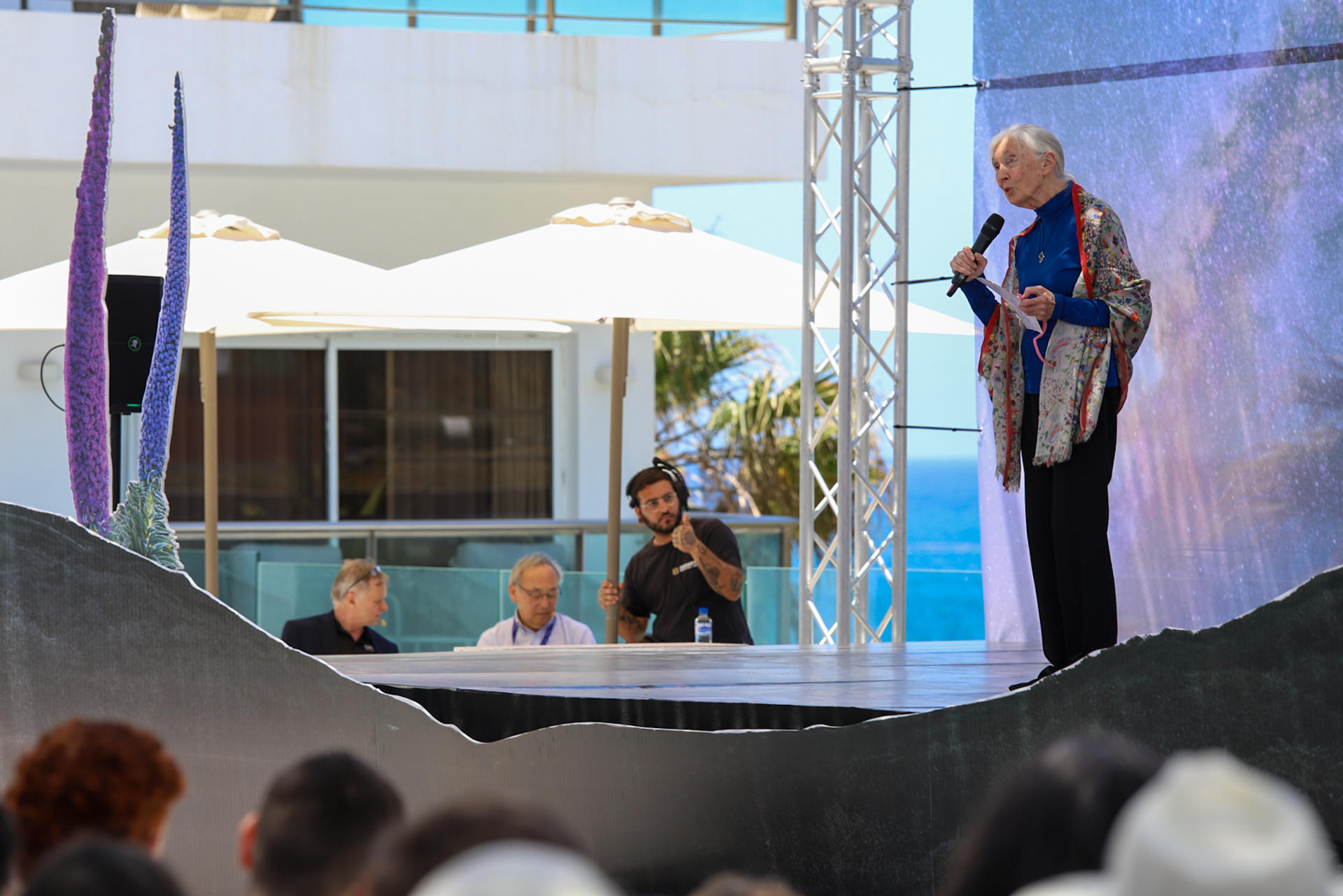 La etóloga  Jane Goodall participa en el ciclo de conferencias de este sábado en el Festival Starmus con la charla "Razones para la esperanza". EFE / Luis G Morera