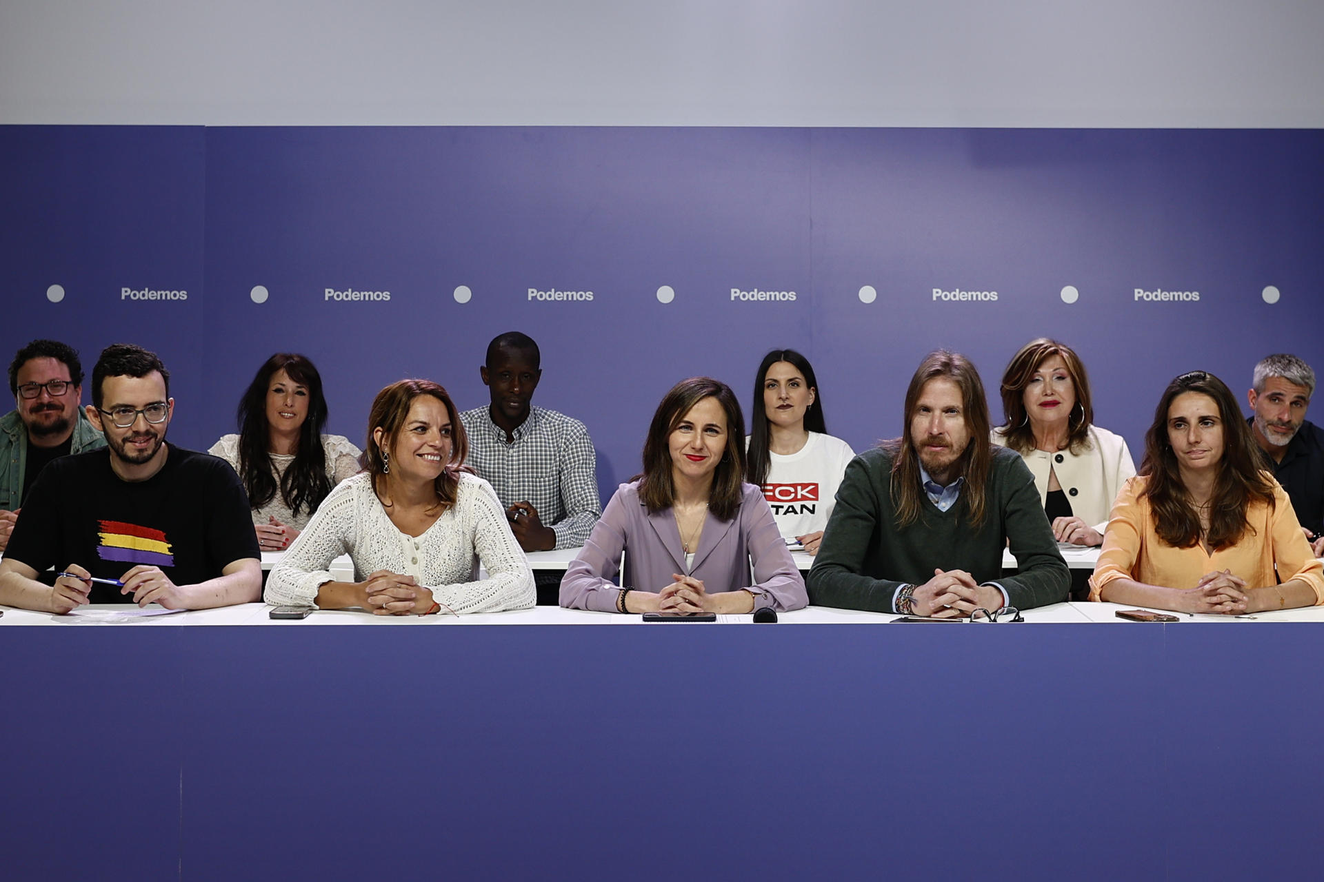 La líder de Podemos, Ione Belarra (c), inaugura este sábado la reunión del nuevo Consejo Ciudadano Estatal, el órgano de dirección política, tras su reciente elección en la asamblea del partido. EFE/Rodrígo Jiménez