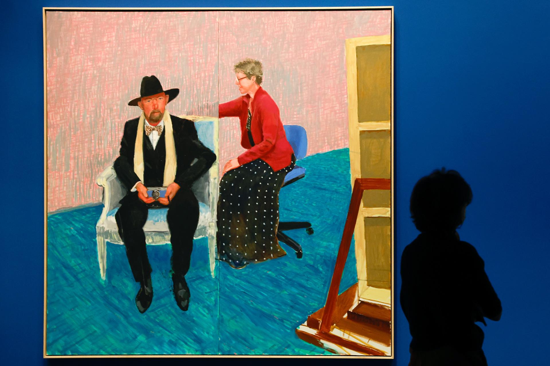 Una obra titulada 'Sid y Joni, 2025' del artista inglés David Hockney, en exhibición como parte de la muestra 'David Hockney 25' en la Fundación Louis Vuitton en París, Francia, 08 de abril de 2025. La exposición se llevará a cabo del 09 de abril hasta el 31 de agosto de 2025. (Francia) EFE/EPA/MOHAMMED BADRA