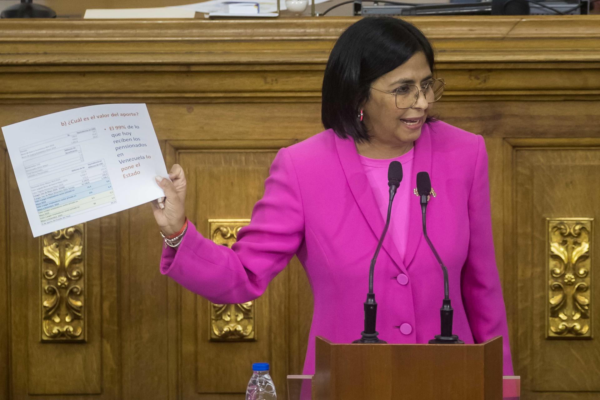 Fotografía de archivo de la vicepresidenta ejecutiva de Venezuela, Delcy Rodríguez. EFE/ Miguel Gutiérrez