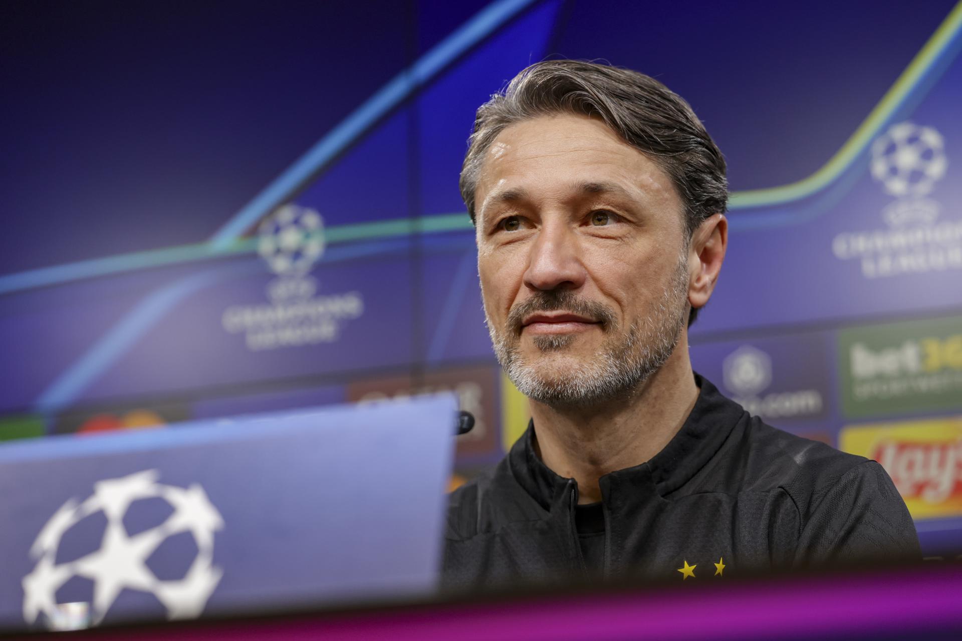 El entrenador del Borussia Dortmund, Niko Kovac durante la rueda de prensa de este lunes. EFE/CHRISTOPHER NEUNDORF