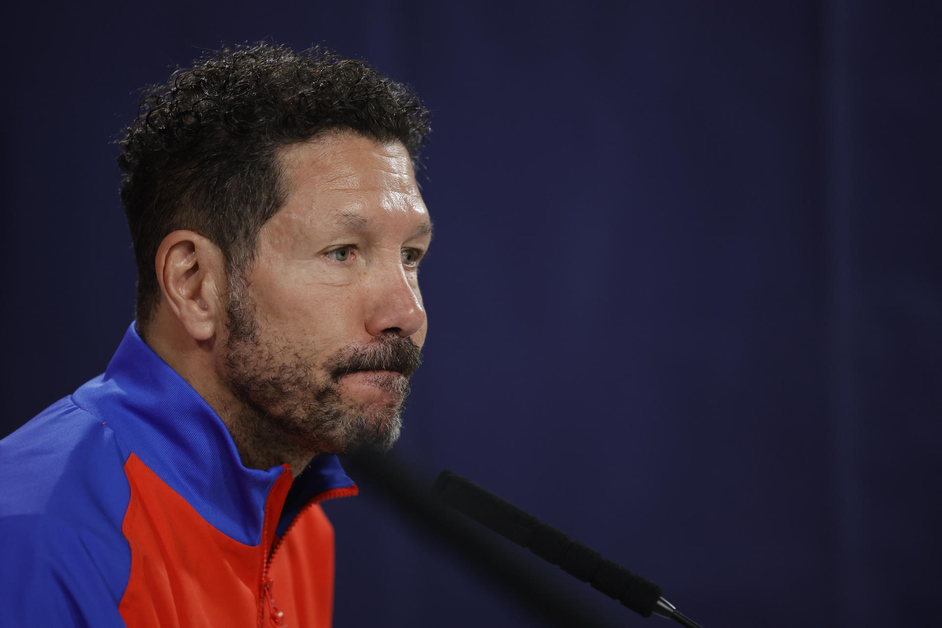Simeone, durante la rueda de prensa. EFE/ Zipi Aragon
