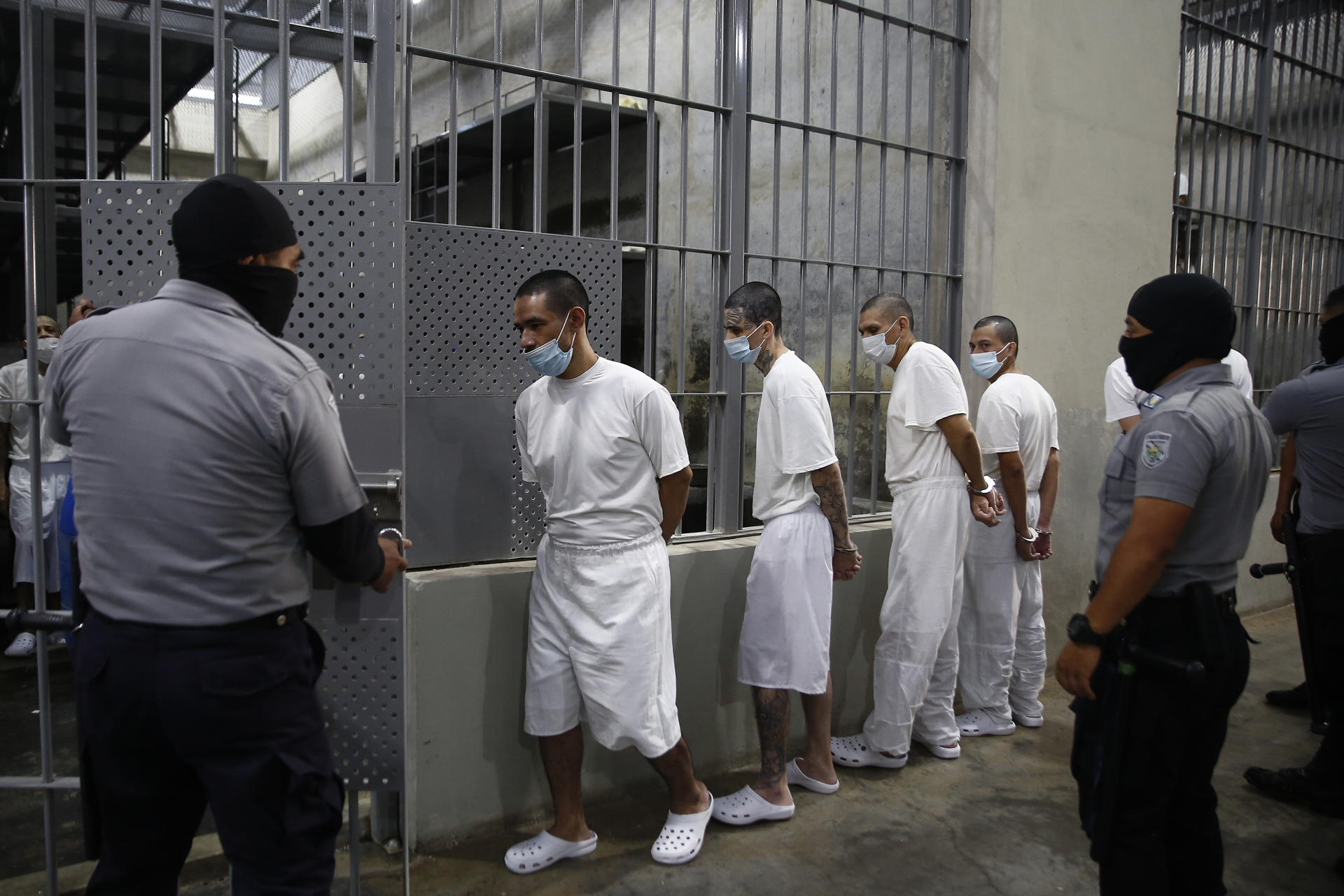 Fotografía de archivo de un grupo de reclusos en el Centro de Confinamiento del Terrorismo (Cecot), en Tecoluca (El Salvador). EFE/ Rodrigo Sura