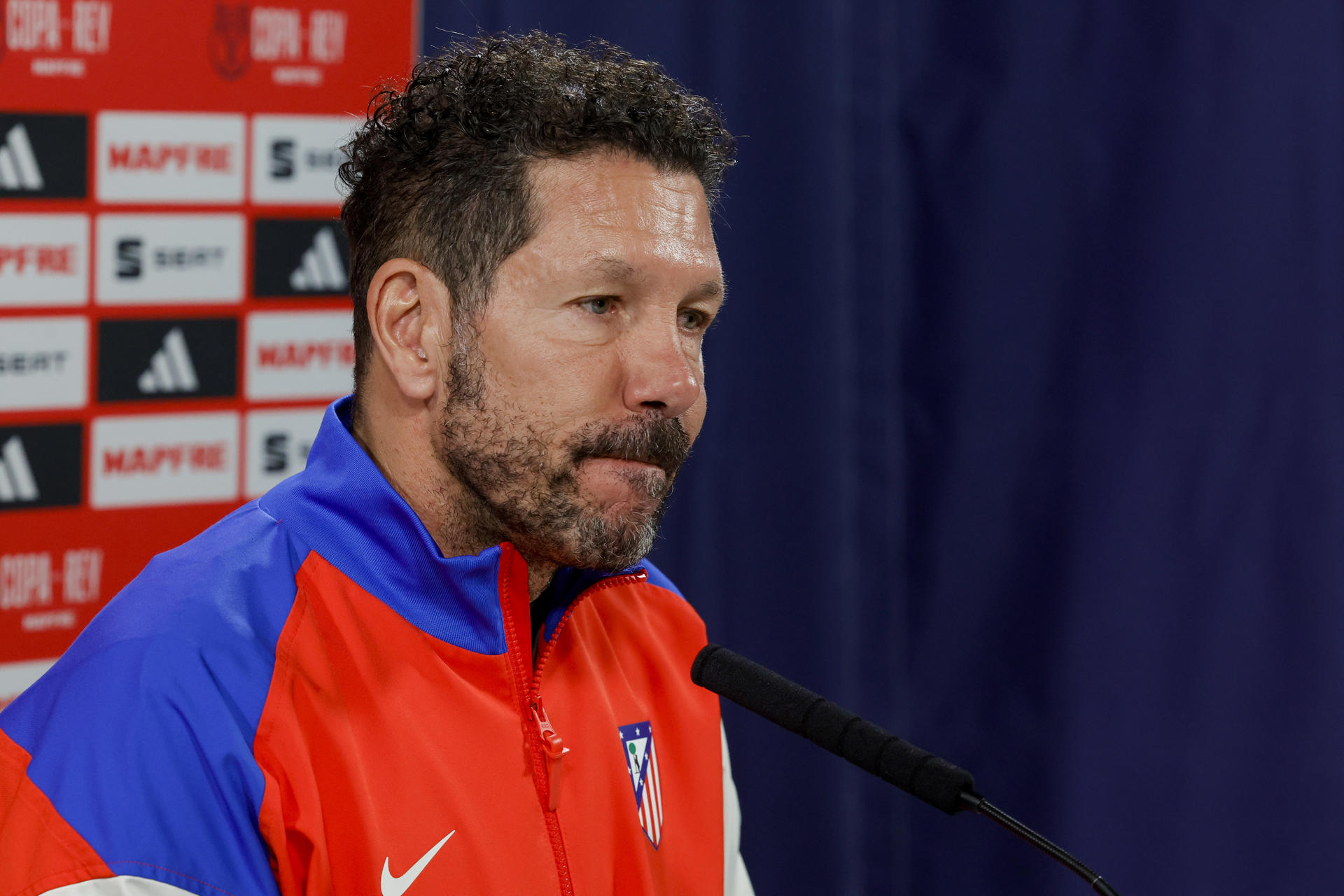 Simeone, en la rueda de prensa. EFE/ Zipi