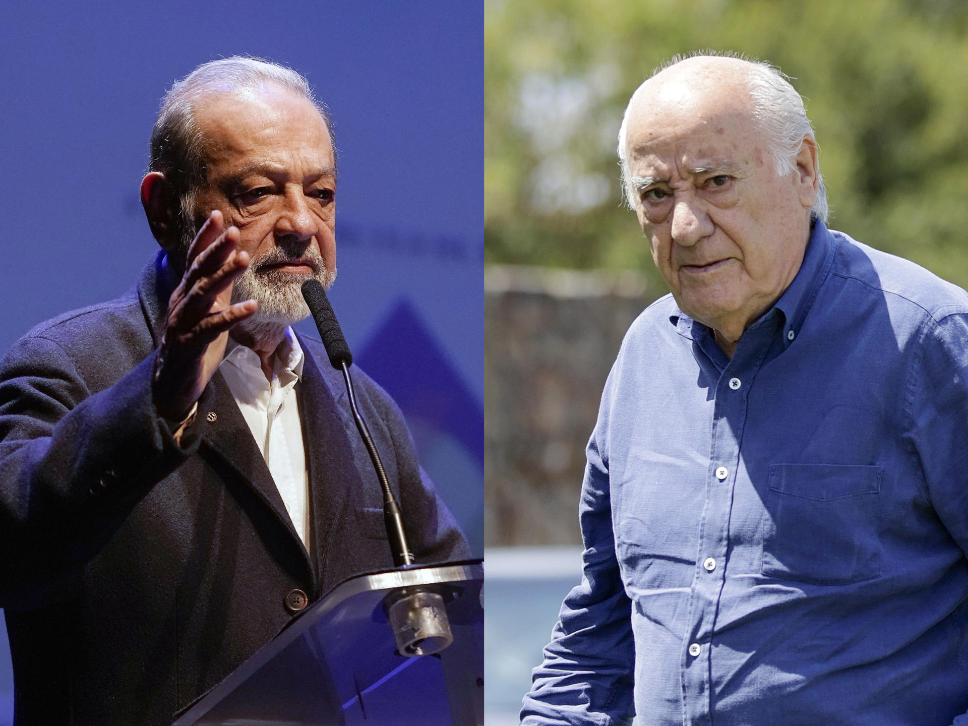 Combo de fotografías que muestra al empresario mexicano Carlos Slim (i) y al fundador de Inditex, Amancio Ortega. EFE/ Archivo