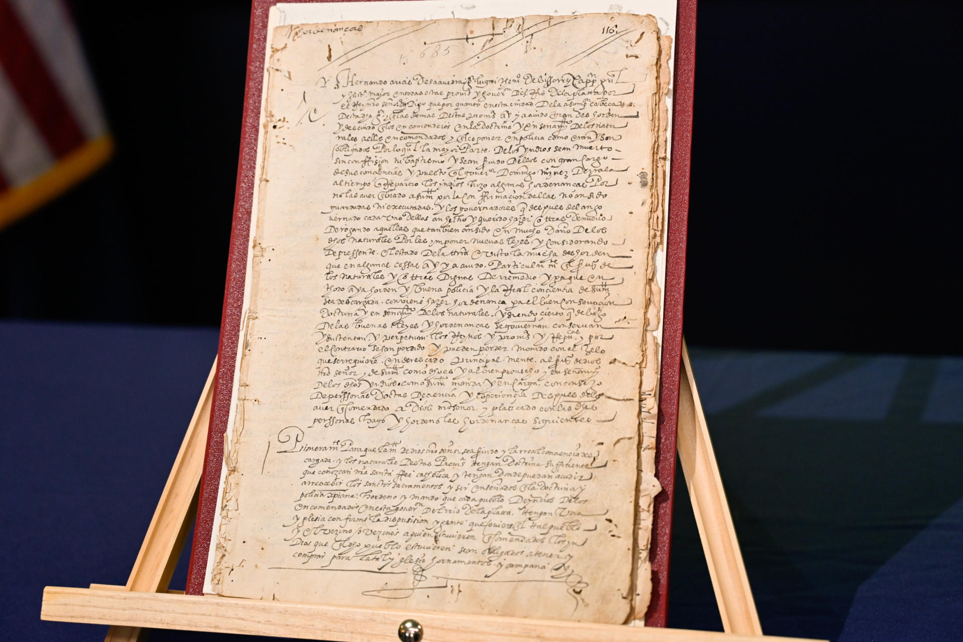 Fotografía sin fecha cedida por la Fiscalía de distrito de Manhattan del manuscrito 'Hernandarias'. EFE/ Fiscalía de Manhattan