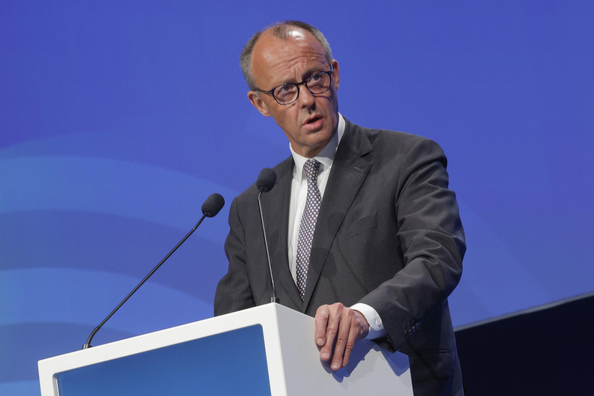 El futuro canciller alemán, Friedrich Merz, hoy en Valencia. EFE/ Kai Forsterling