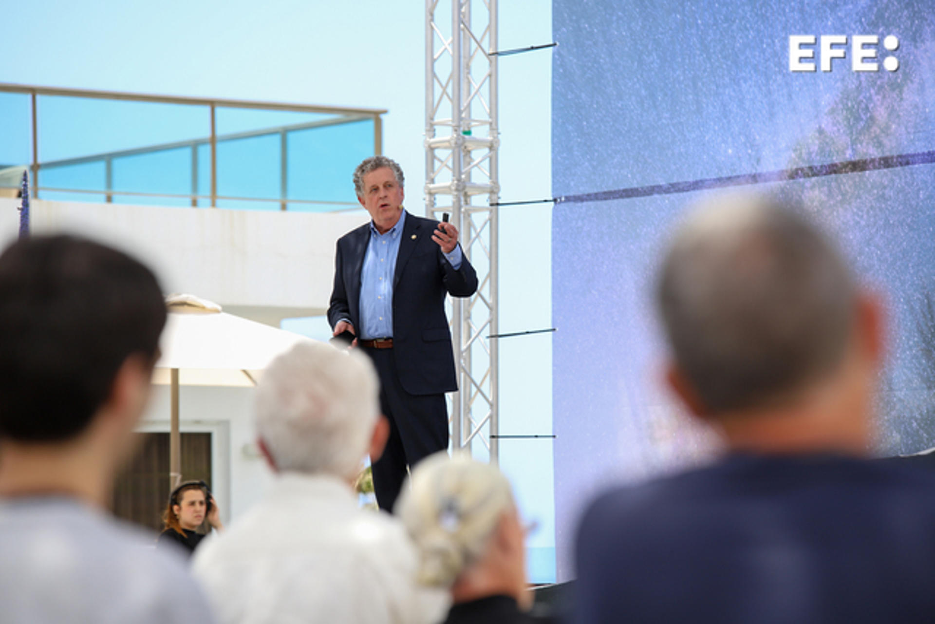 El astrofísico Matt Mountain, presidente de la Asociación de Universidades para la Investigación en Astronomía (AURA) y exdirector del observatorio Gemini y del Space Telescope Science Institute, ha participado este lunes en la cuarta jornada del festival científico Starmus en La Palma. EFE/Luis G. Morera