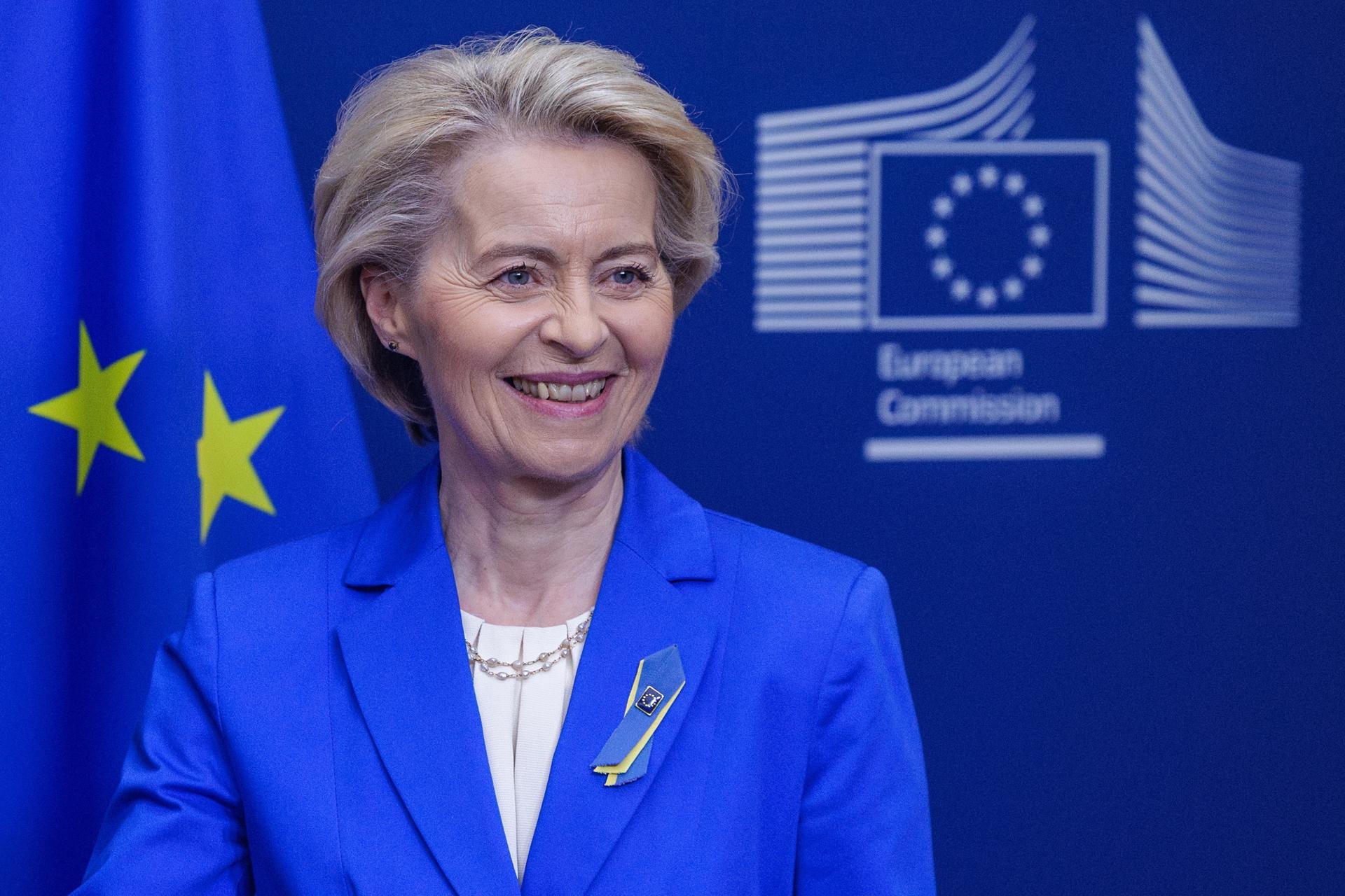 La presidenta de la Comisión Europea, Ursula von der Leyen, (Bélgica, Ucrania, Bruselas) EFE/EPA/OLIVIER MATTHYS