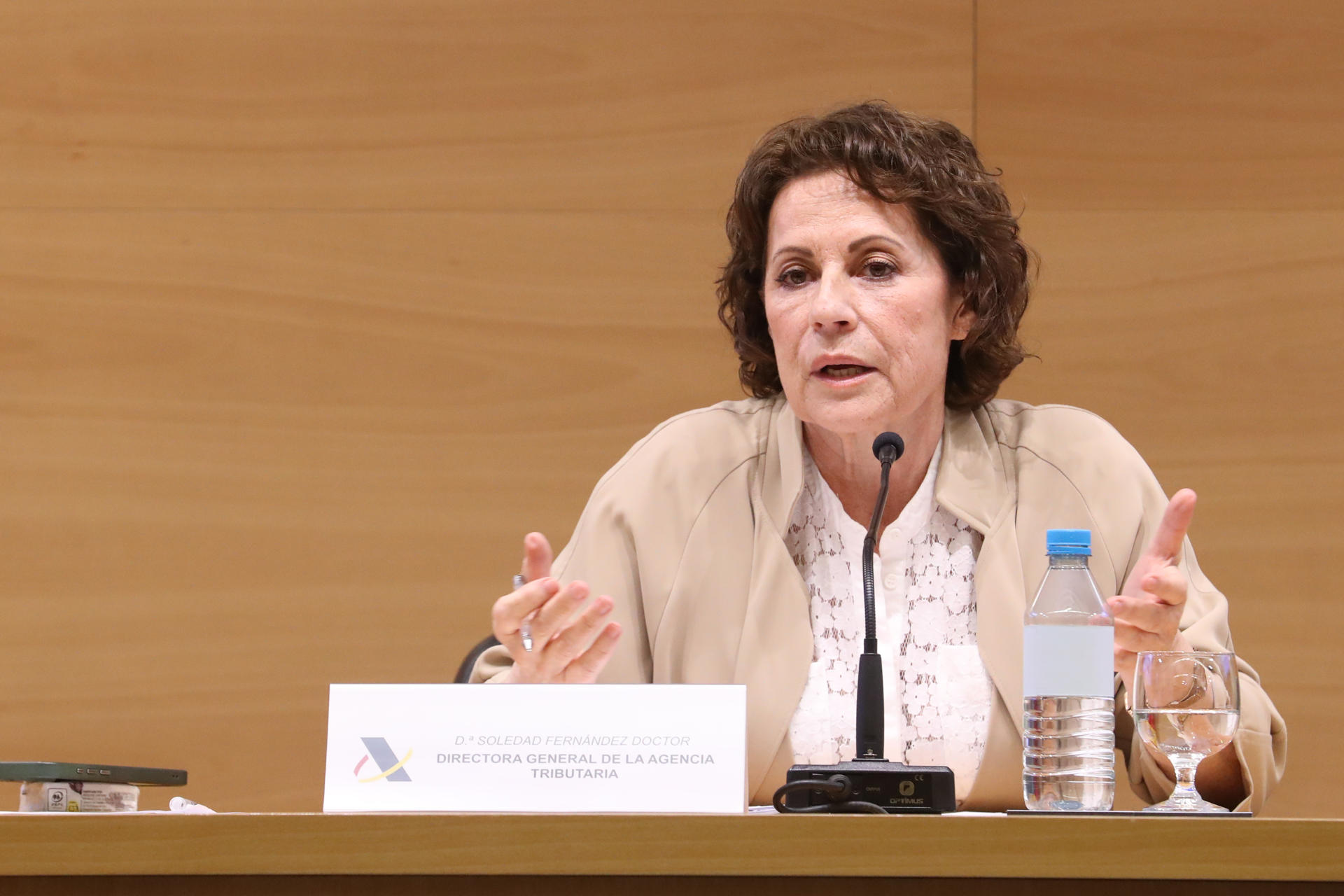 MADRID, 02/04/2025.- La directora general de la Agencia Tributaria, Soledad Fernández Doctor, durante la presentación de la Campaña del IRPF 2024 este miércoles en Madrid. EFE/ Alberto Aguado