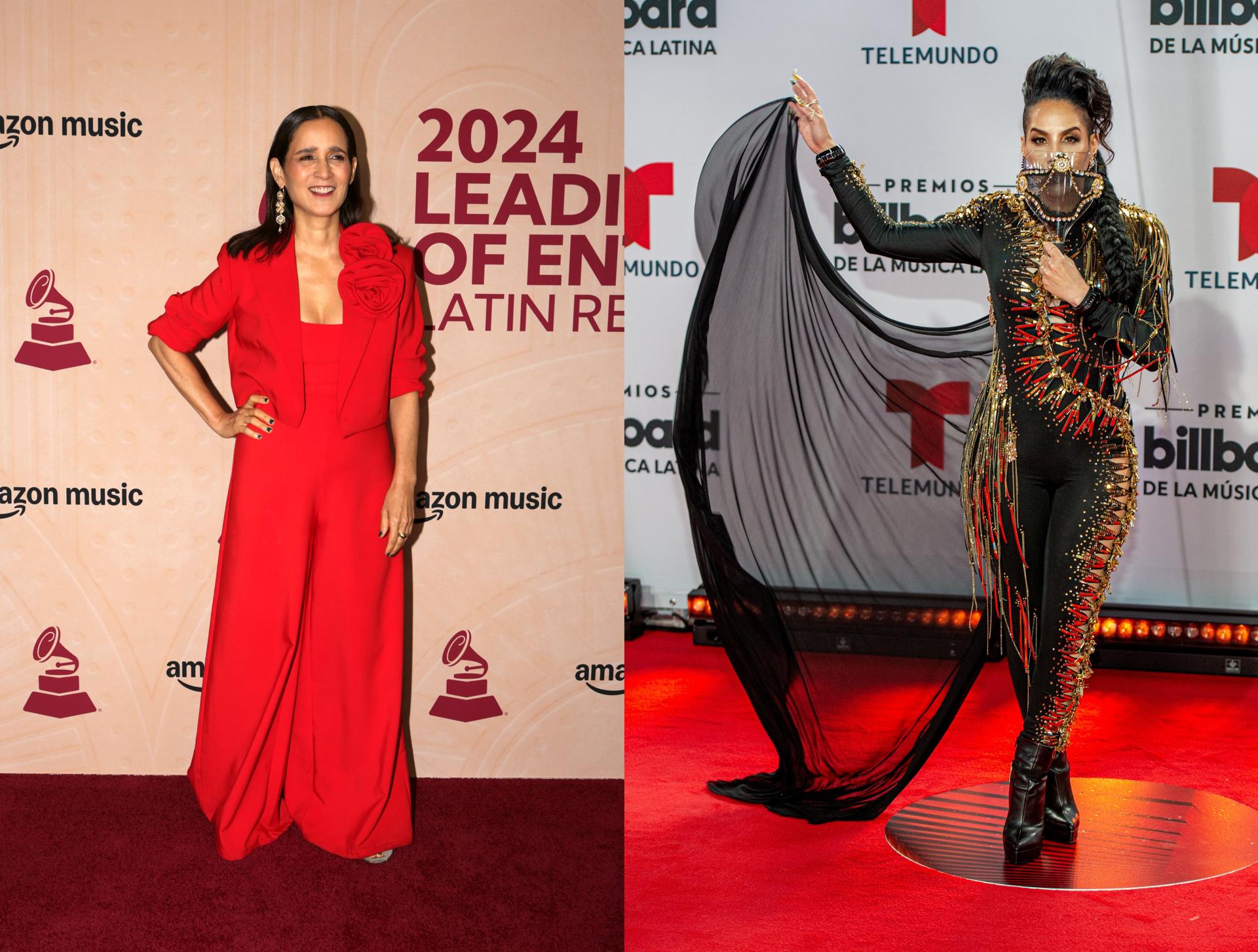 Composición de dos fotografías de archivo donde aparece la cantante mexicana Julieta Venegas (i) y la puertorriqueña Ivy Queen (d). EFE/G. Viera/M. Pacheco