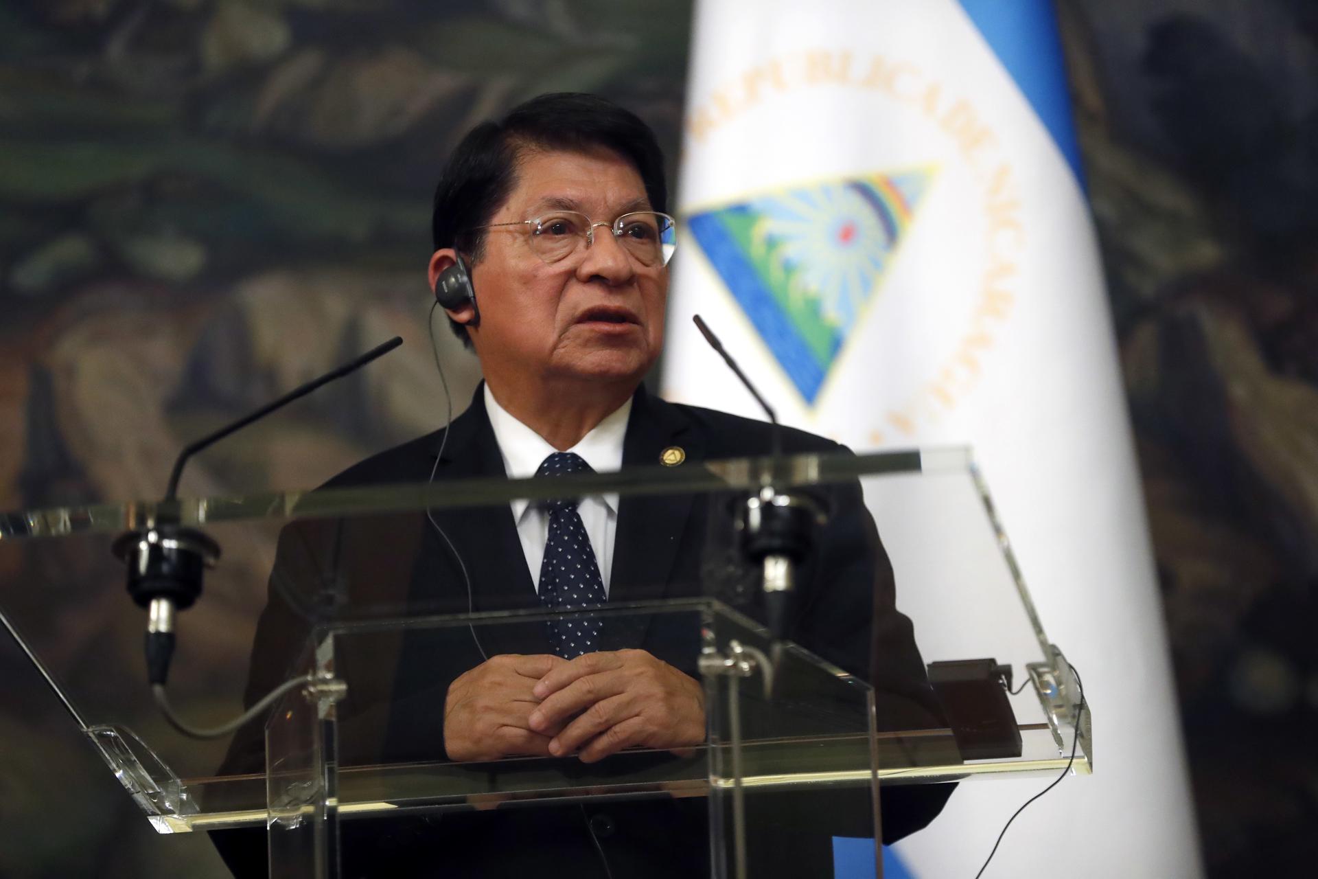 Fotografía de archivo en la que aparece en excanciller y actual asesor de políticas y asuntos internacionales de la Presidencia de la República de Nicaragua, Denis Moncada, en Moscú (Rusia). EFE/Maxim Shipenkov/Pool